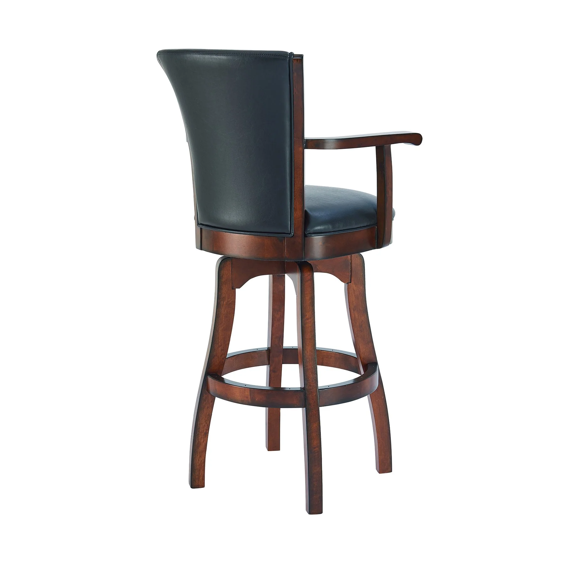 Raleigh Arm 26" Counter Height Swivel Barstool in Rustic Cordovan Finish and Brown Bonded Leather - Image 3