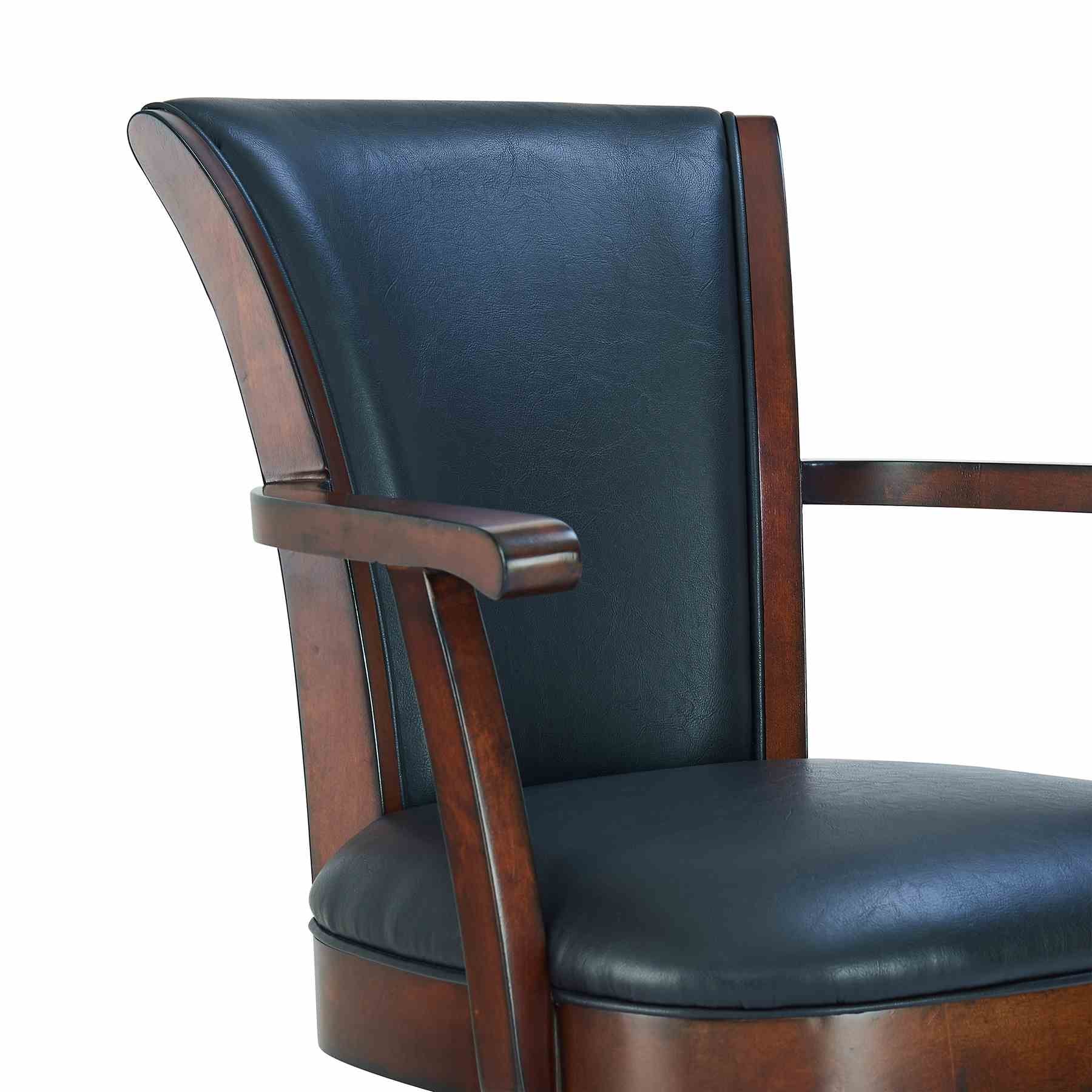Raleigh Arm 26" Counter Height Swivel Barstool in Rustic Cordovan Finish and Brown Bonded Leather - Image 4