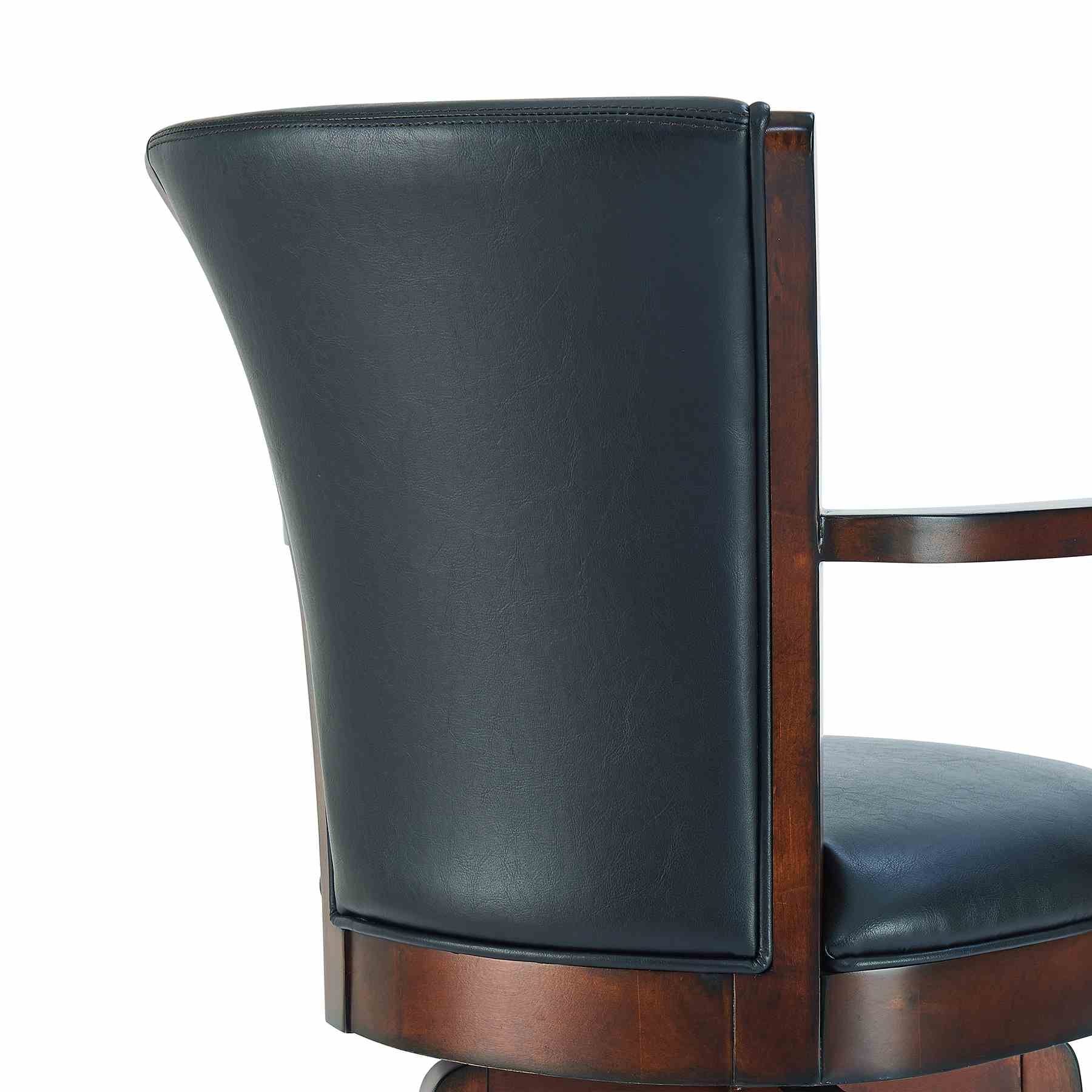 Raleigh Arm 26" Counter Height Swivel Barstool in Rustic Cordovan Finish and Brown Bonded Leather - Image 5