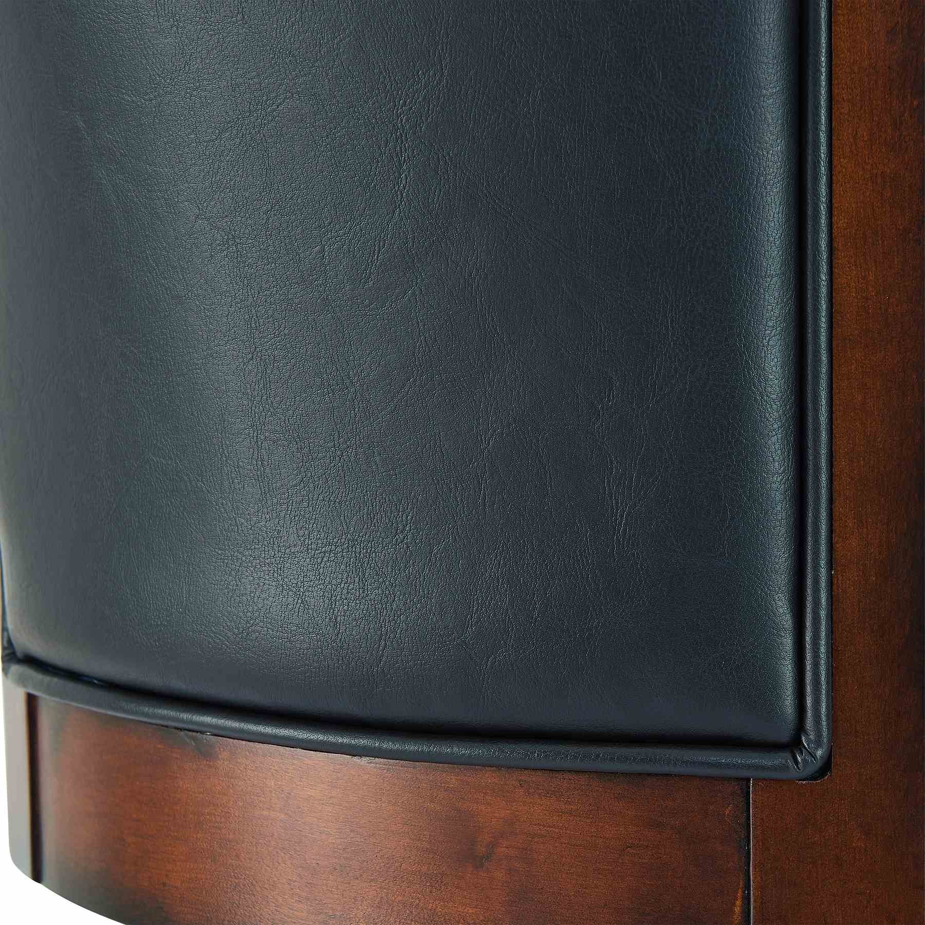 Raleigh Arm 26" Counter Height Swivel Barstool in Rustic Cordovan Finish and Brown Bonded Leather - Image 6