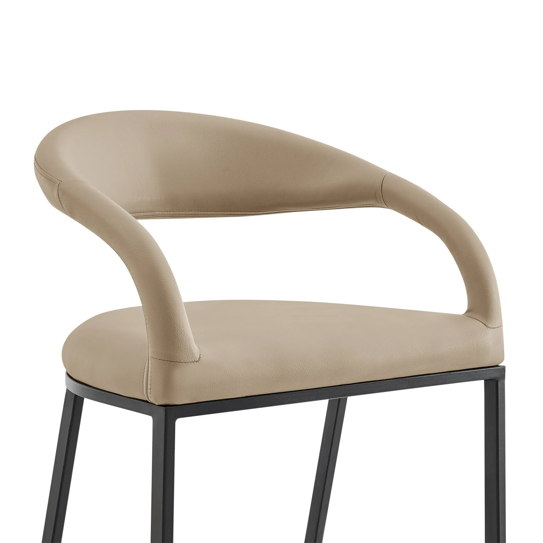 Ramona 26" Counter Stool with Matte Black Iron and Beige Faux Leather - Image 4