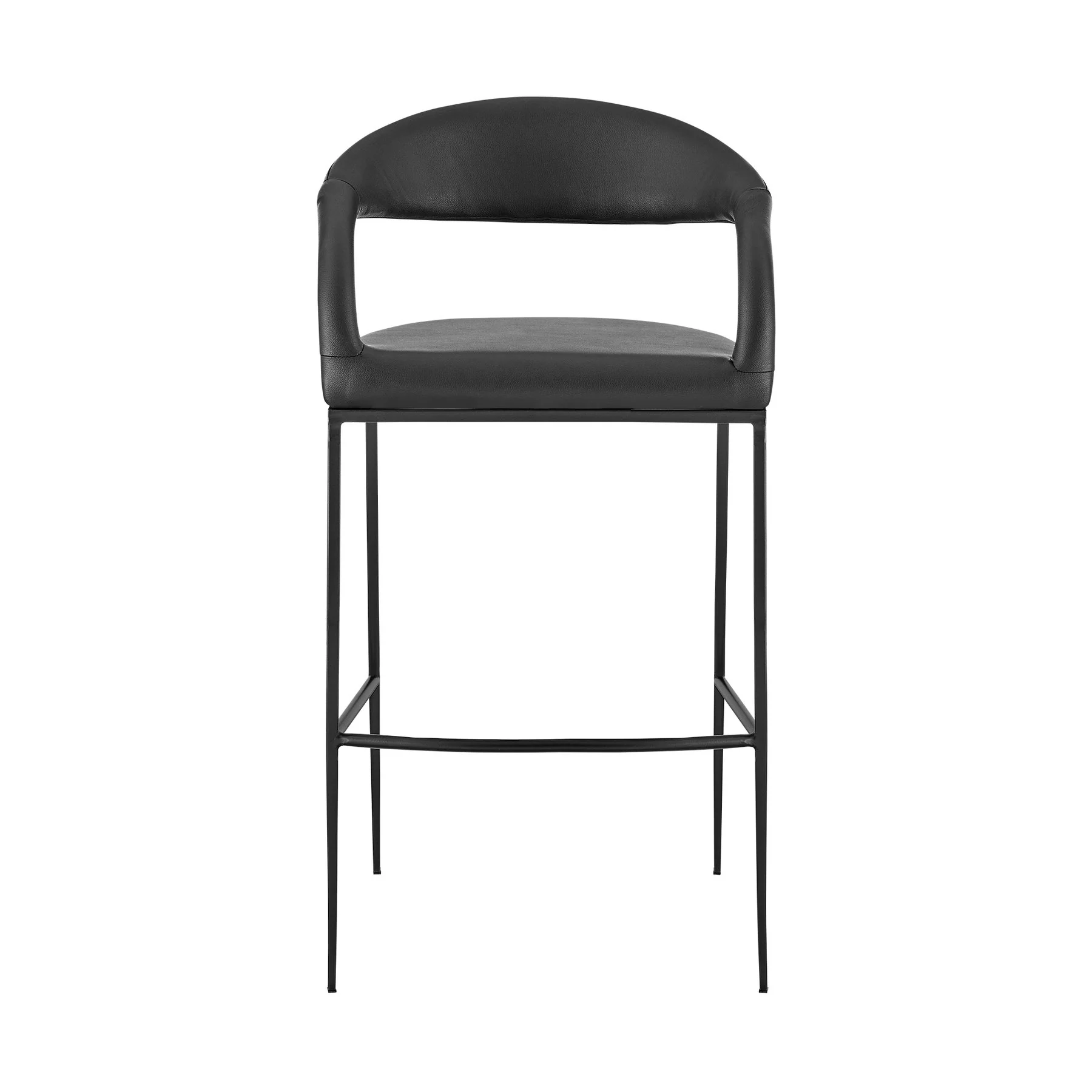 Ramona 26" Counter Stool with Matte Black Iron and Black Faux Leather - Image 2