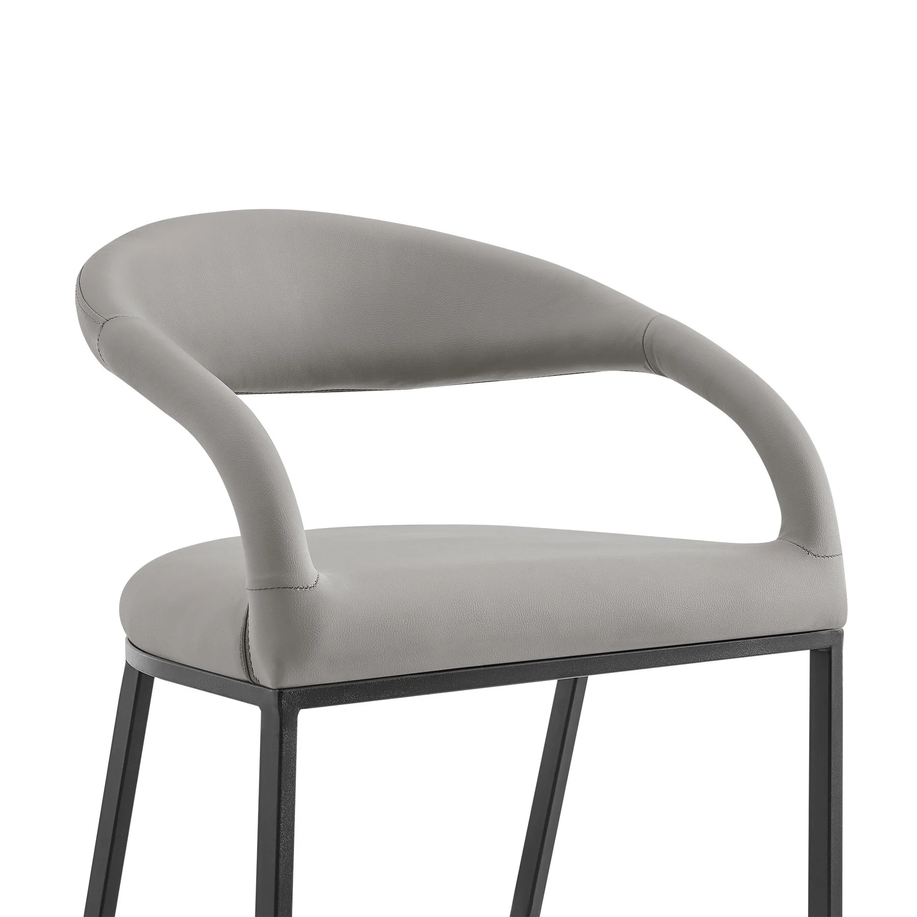Ramona 26" Counter Stool with Matte Black Iron and Light Gray Leather - Image 4