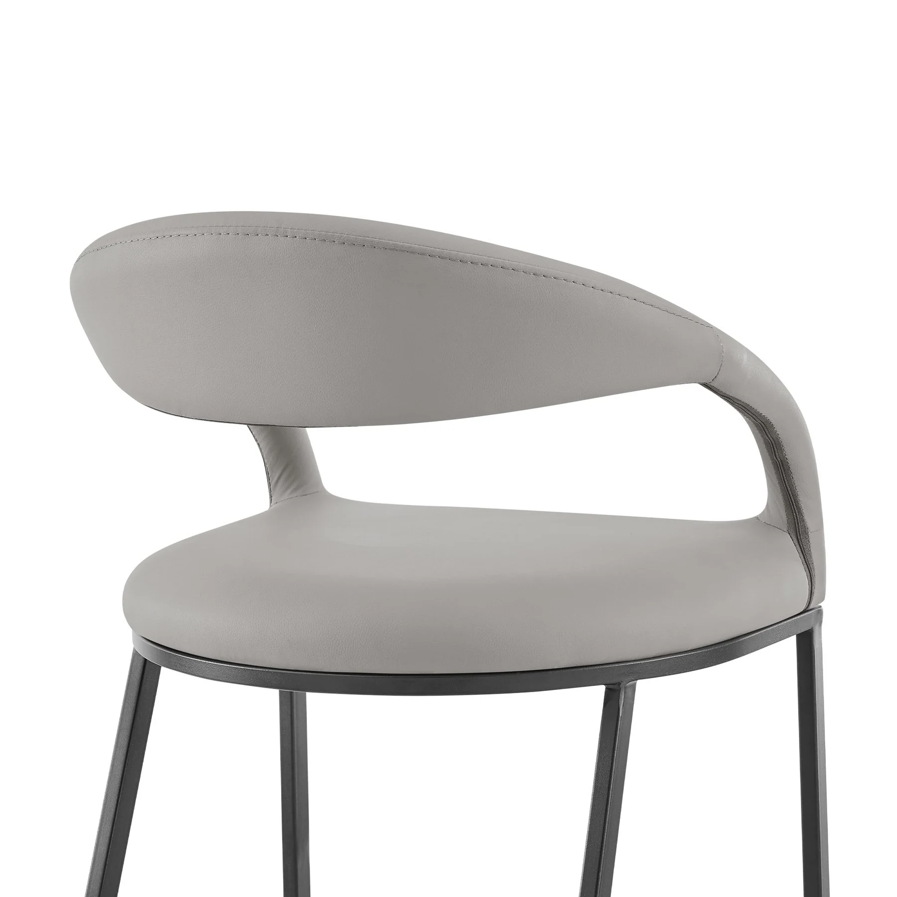 Ramona 26" Counter Stool with Matte Black Iron and Light Gray Leather - Image 5