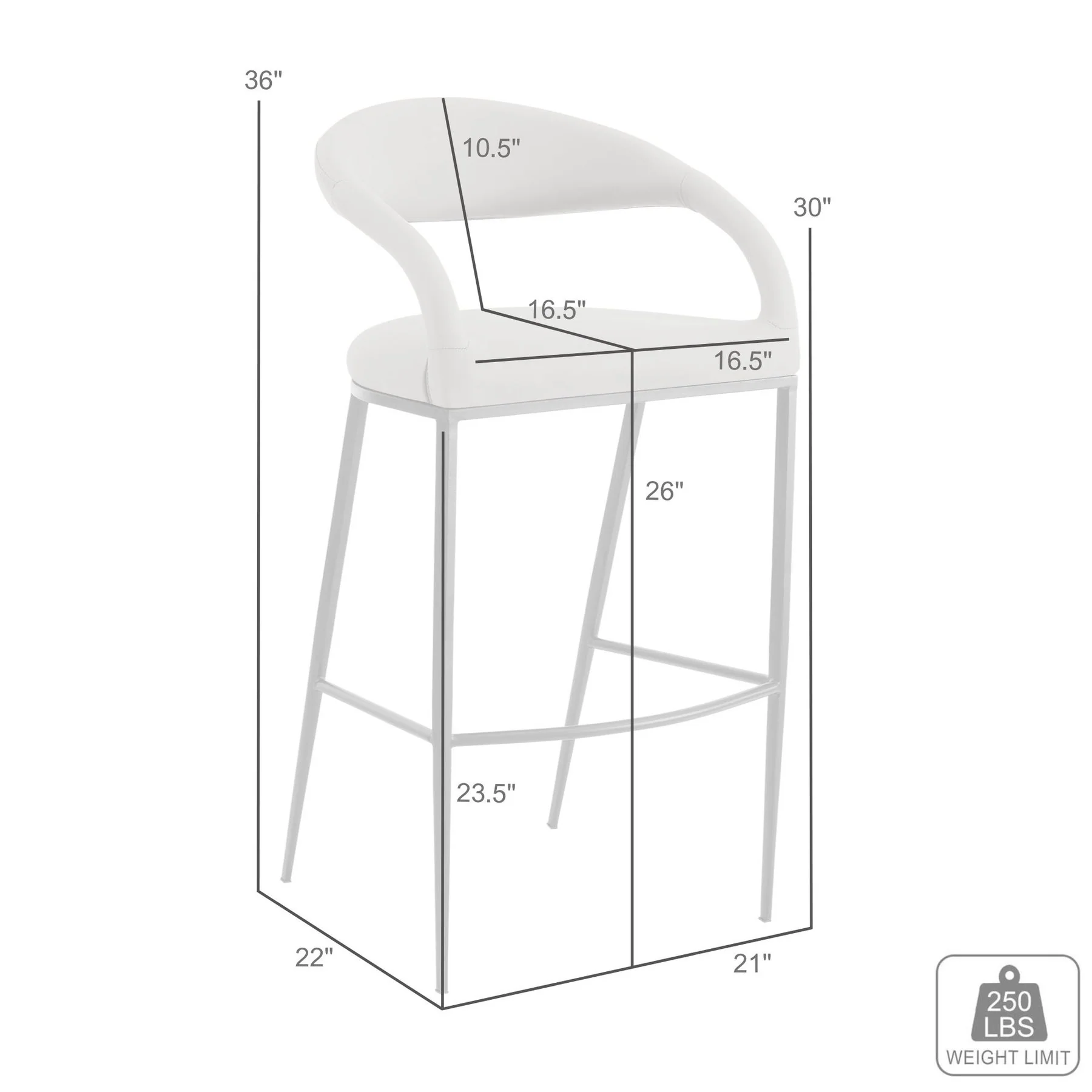 Ramona 26" Counter Stool with Matte Black Iron and Light Gray Leather - Image 9