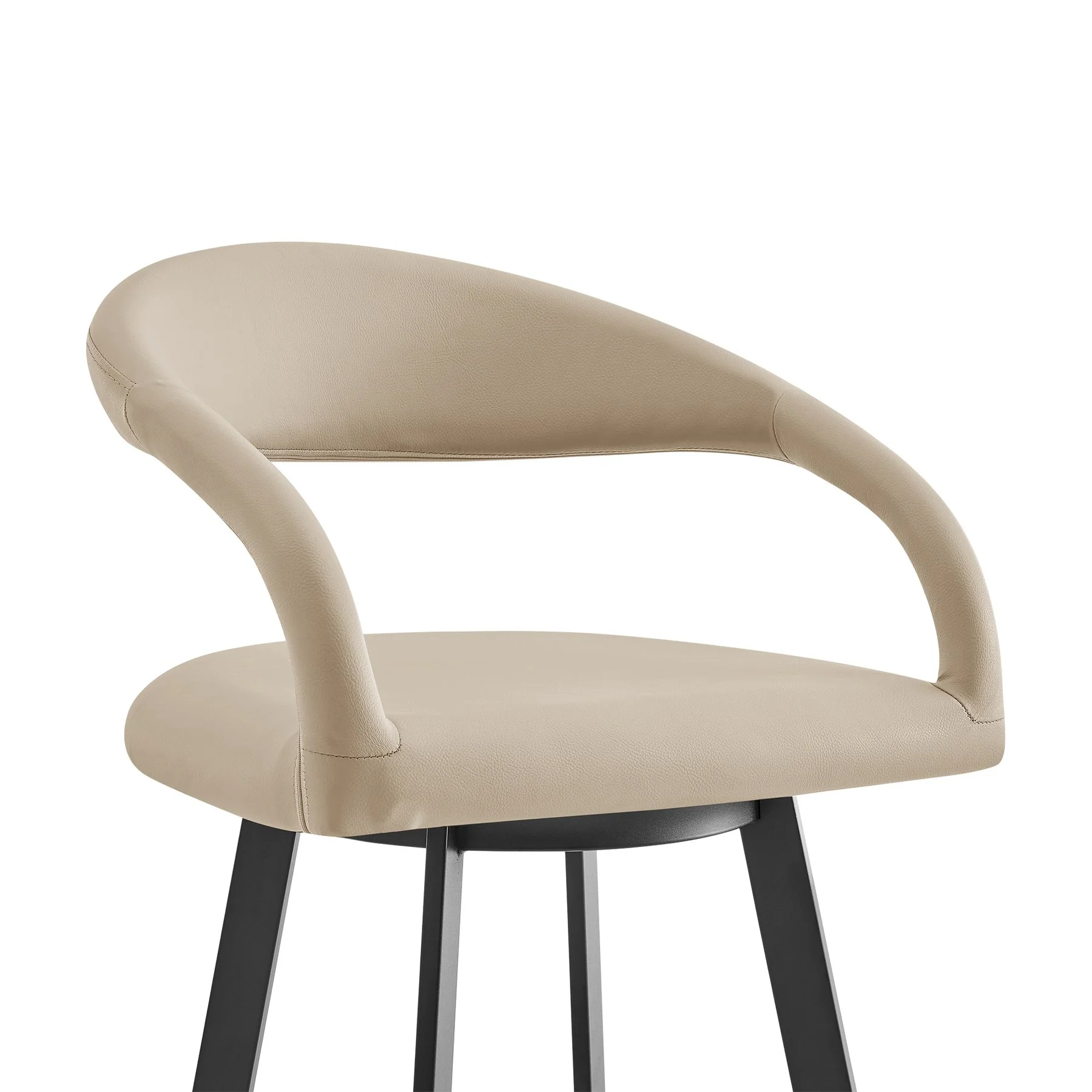 Ramona 26" Swivel Counter Stool with Matte Black Iron and Beige Faux Leather - Image 4