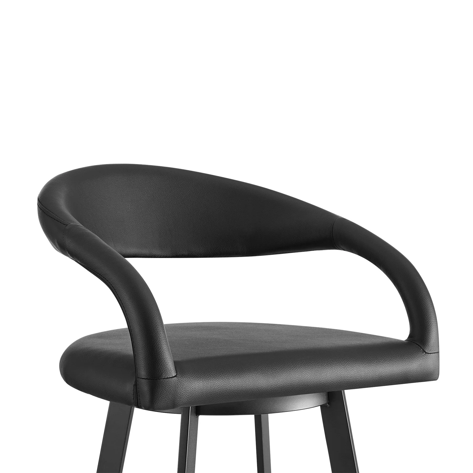 Ramona 26" Swivel Counter Stool with Matte Black Iron and Black Faux Leather - Image 4