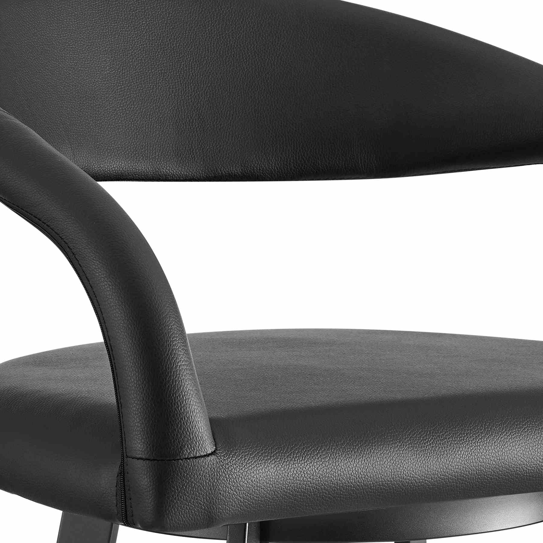 Ramona 26" Swivel Counter Stool with Matte Black Iron and Black Faux Leather - Image 6
