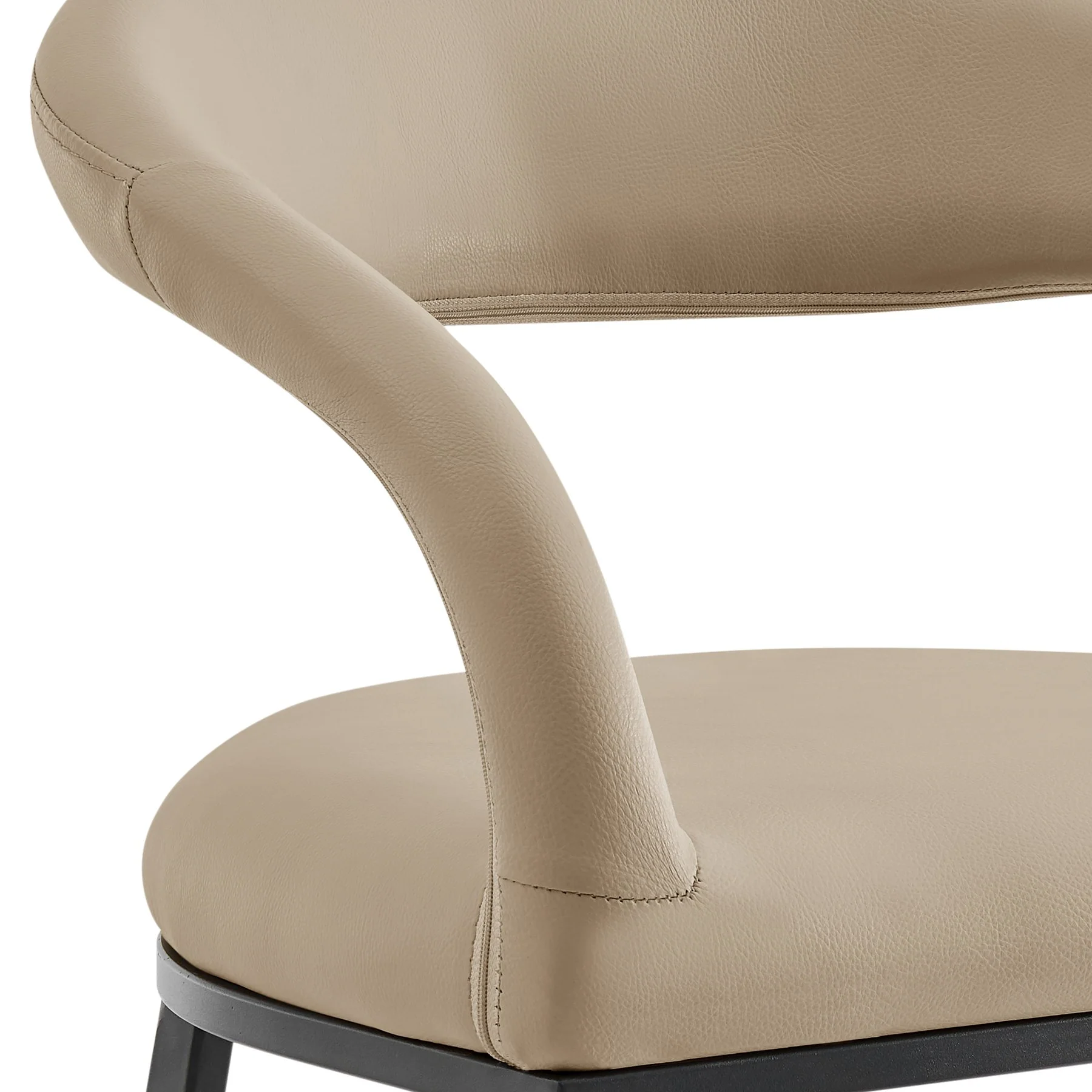 Ramona 30" Bar Stool with Matte Black Iron and Beige Faux Leather - Image 6