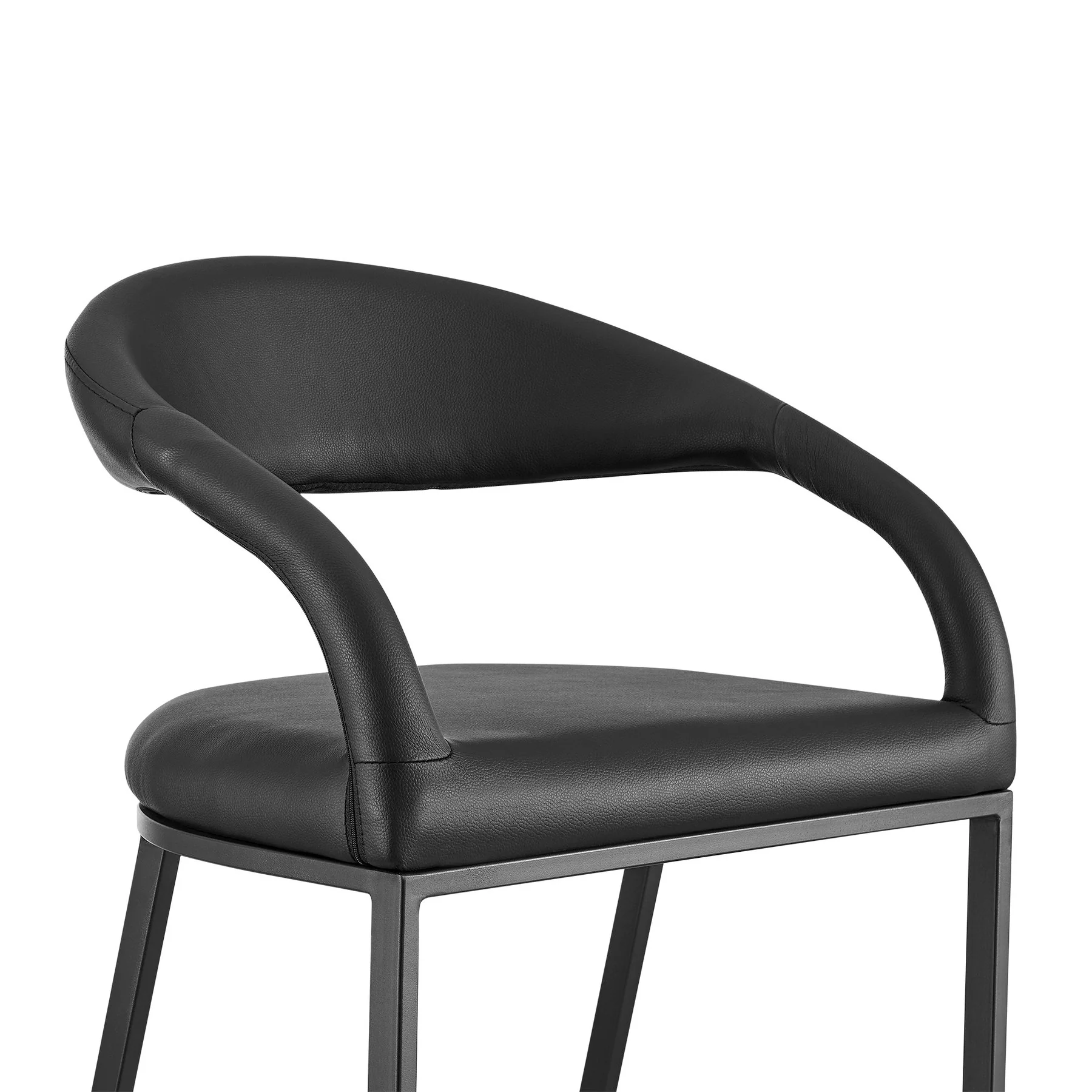 Ramona 30" Bar Stool with Matte Black Iron and Black Faux Leather - Image 4