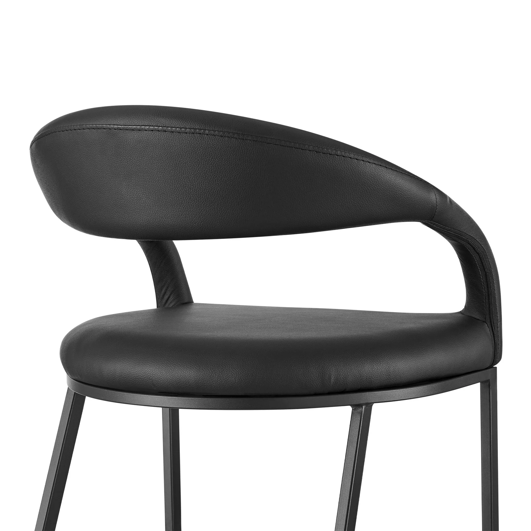 Ramona 30" Bar Stool with Matte Black Iron and Black Faux Leather - Image 5