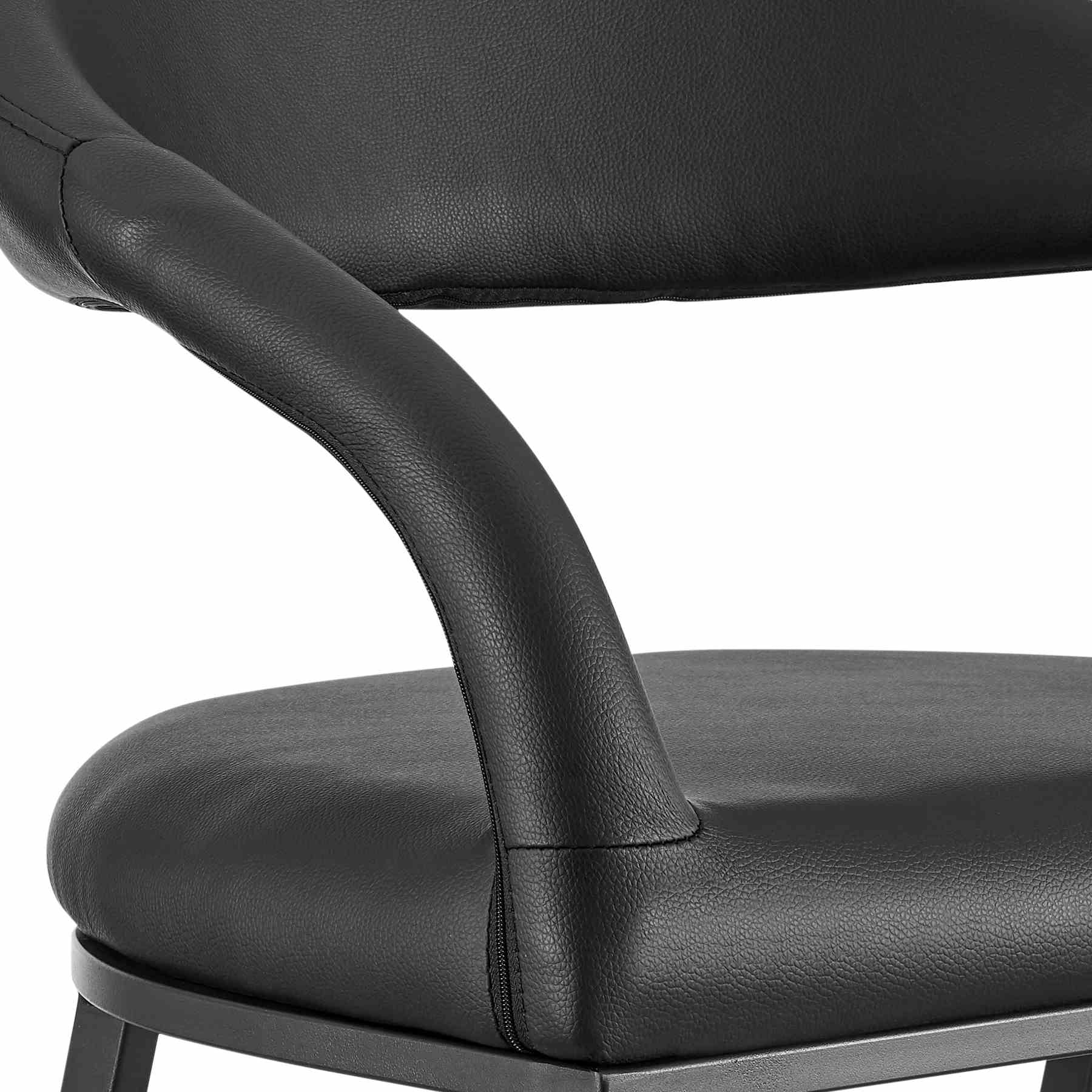 Ramona 30" Bar Stool with Matte Black Iron and Black Faux Leather - Image 6