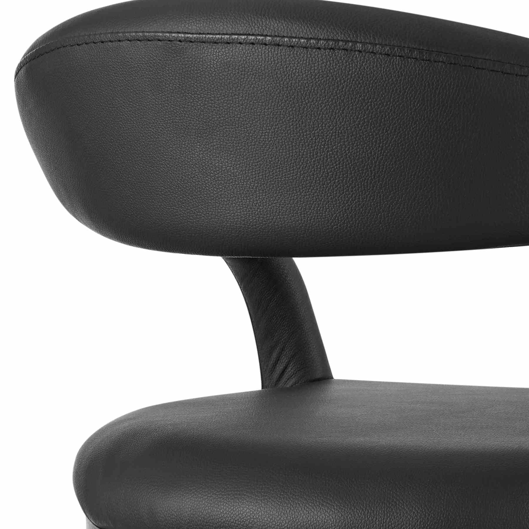 Ramona 30" Bar Stool with Matte Black Iron and Black Faux Leather - Image 7