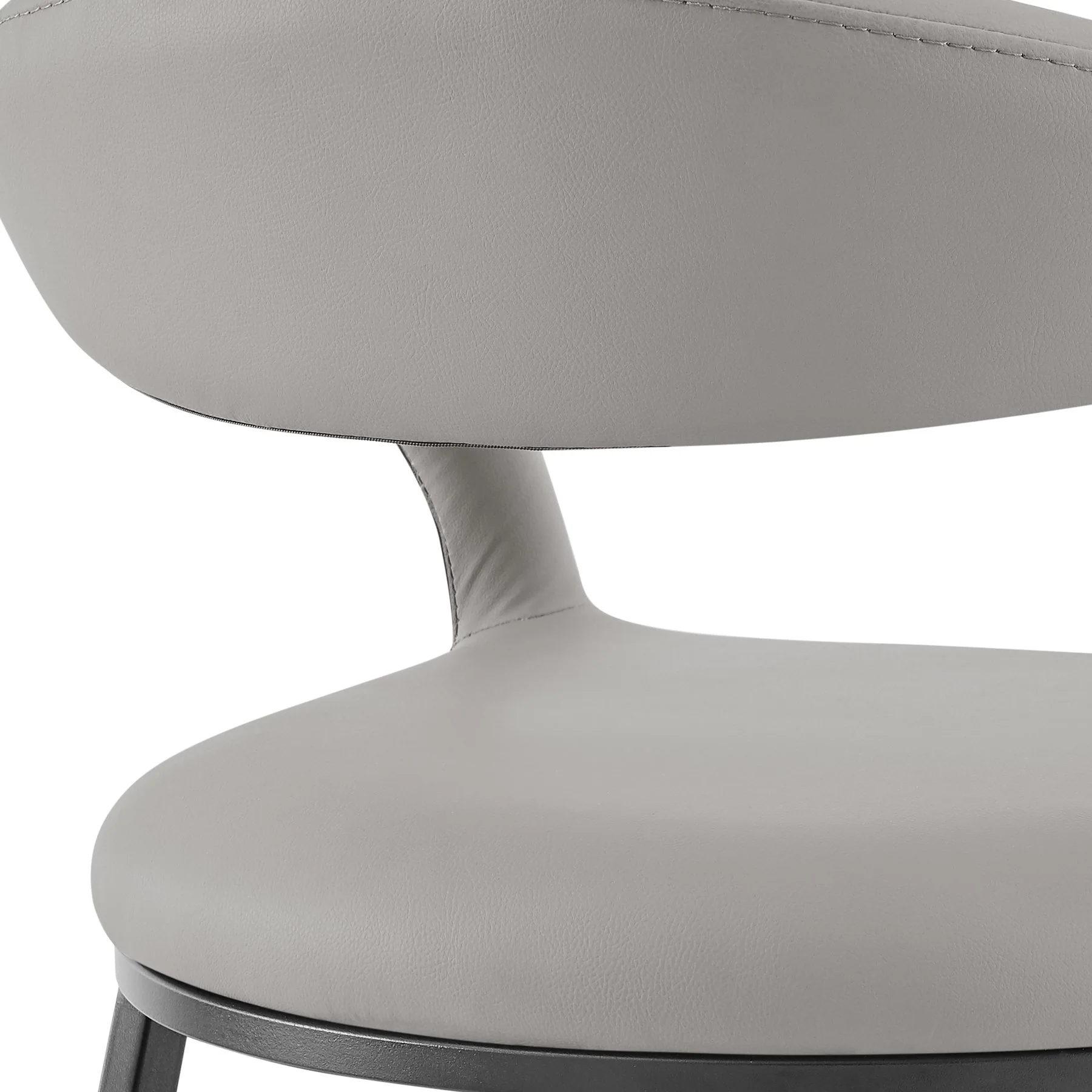 Ramona 30" Bar Stool with Matte Black Iron and Light Gray Leather - Image 7