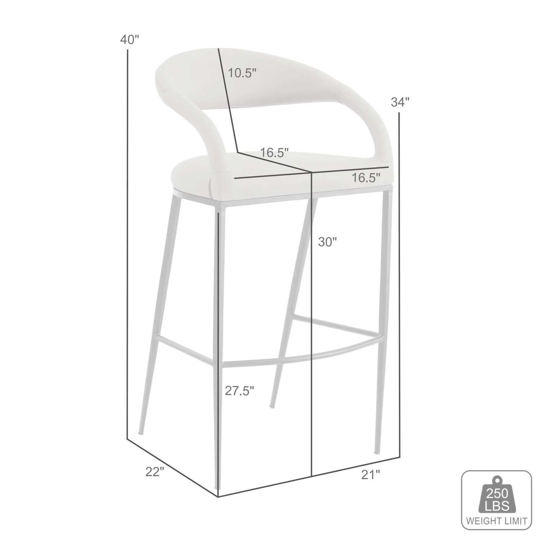 Ramona 30" Bar Stool with Matte Black Iron and Light Gray Leather - Image 9