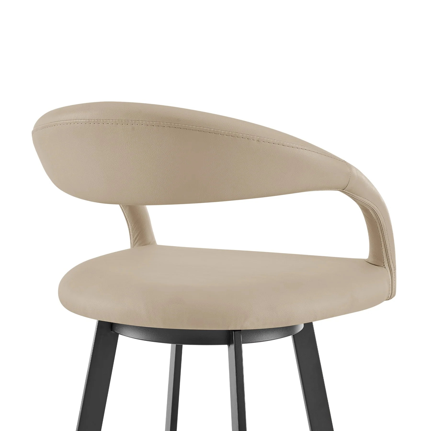 Ramona 30" Swivel Bar Stool with Matte Black Iron and Beige Faux Leather - Image 5