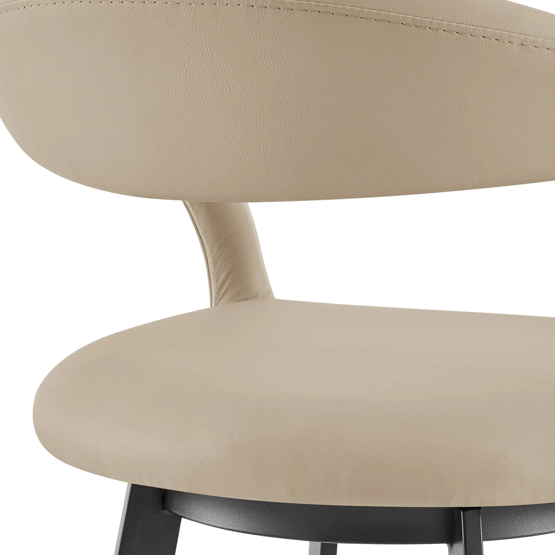 Ramona 30" Swivel Bar Stool with Matte Black Iron and Beige Faux Leather - Image 7
