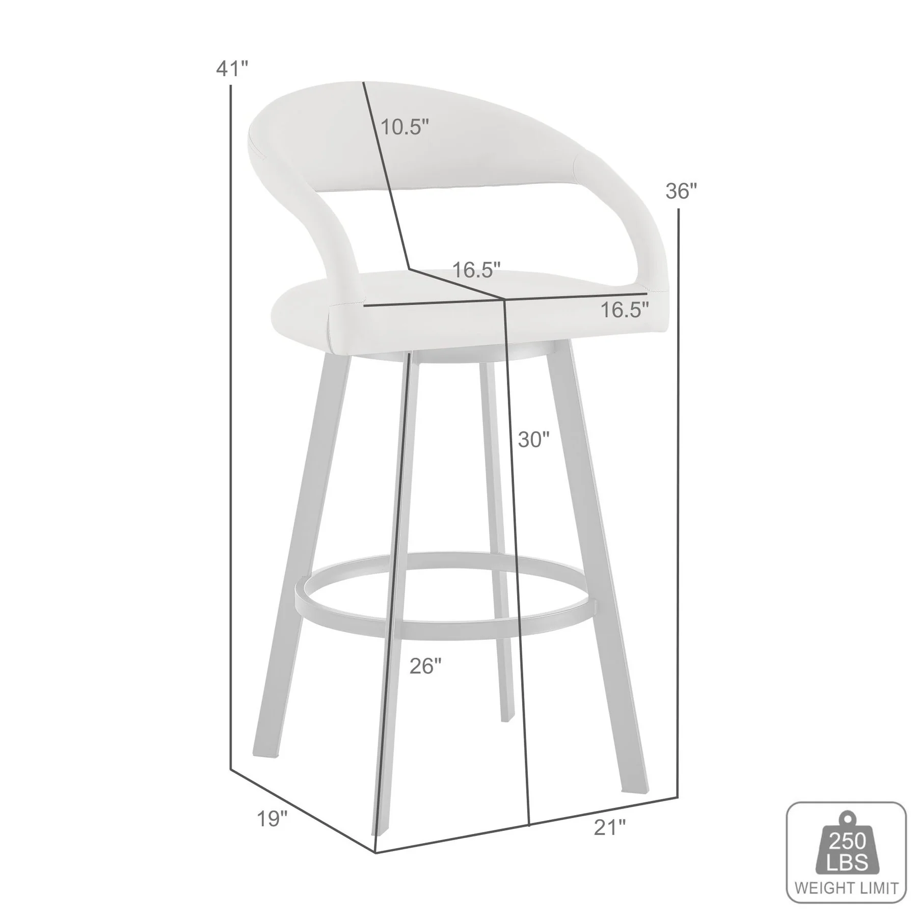 Ramona 30" Swivel Bar Stool with Matte Black Iron and Beige Faux Leather - Image 9