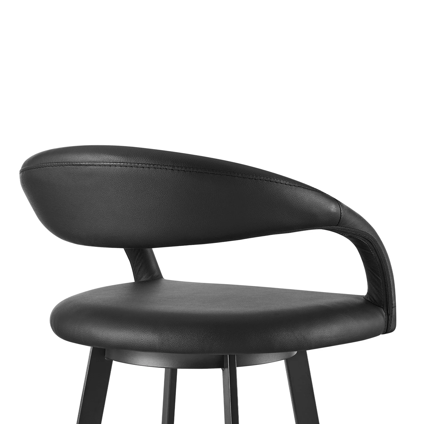 Ramona 30" Swivel Bar Stool with Matte Black Iron and Black Faux Leather - Image 5