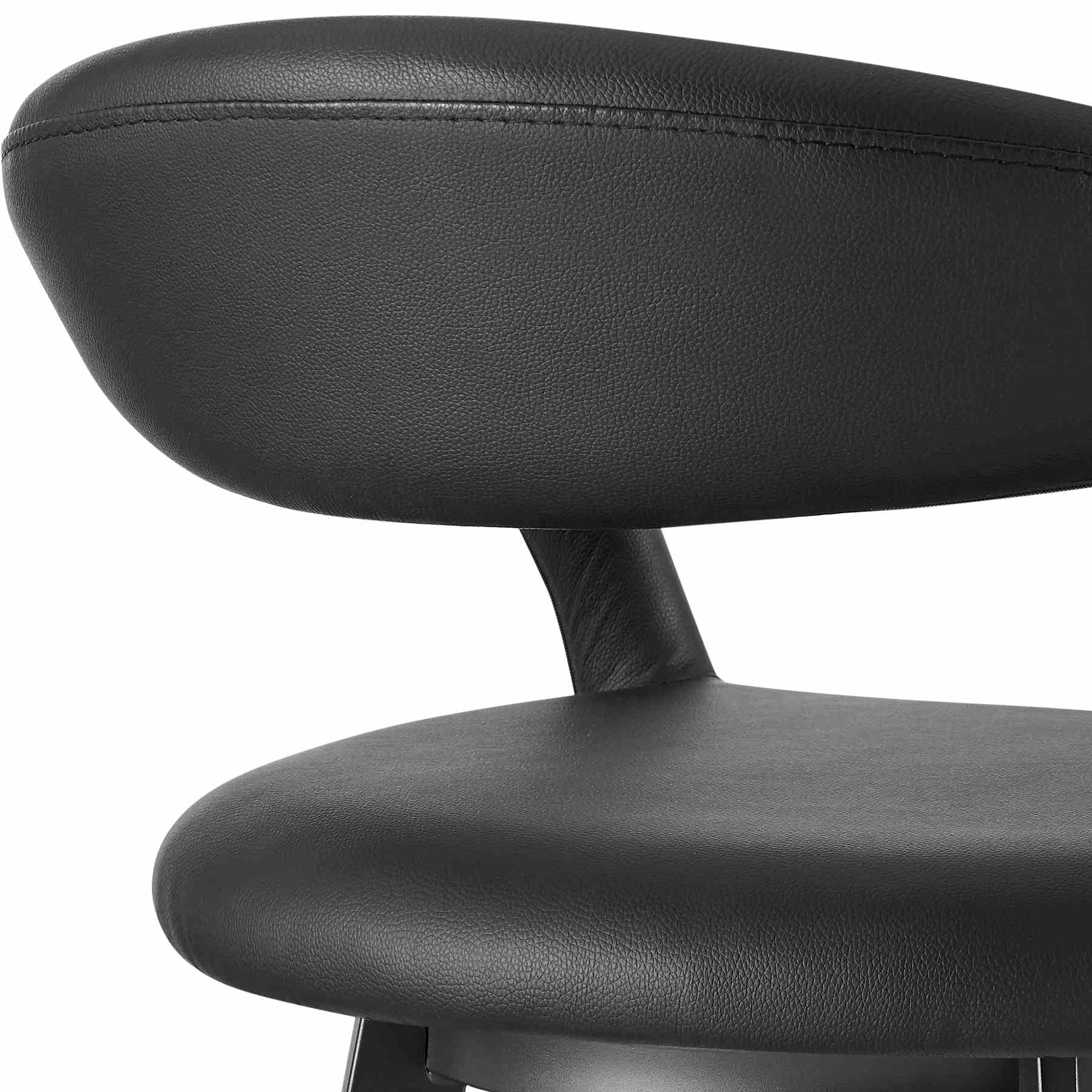 Ramona 30" Swivel Bar Stool with Matte Black Iron and Black Faux Leather - Image 7