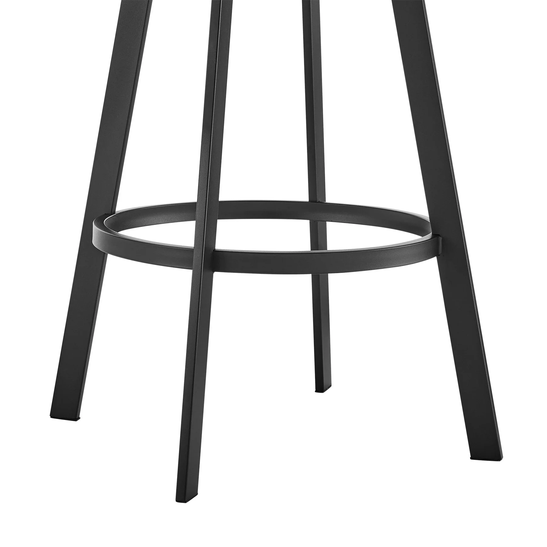 Ramona 30" Swivel Bar Stool with Matte Black Iron and Black Faux Leather - Image 8