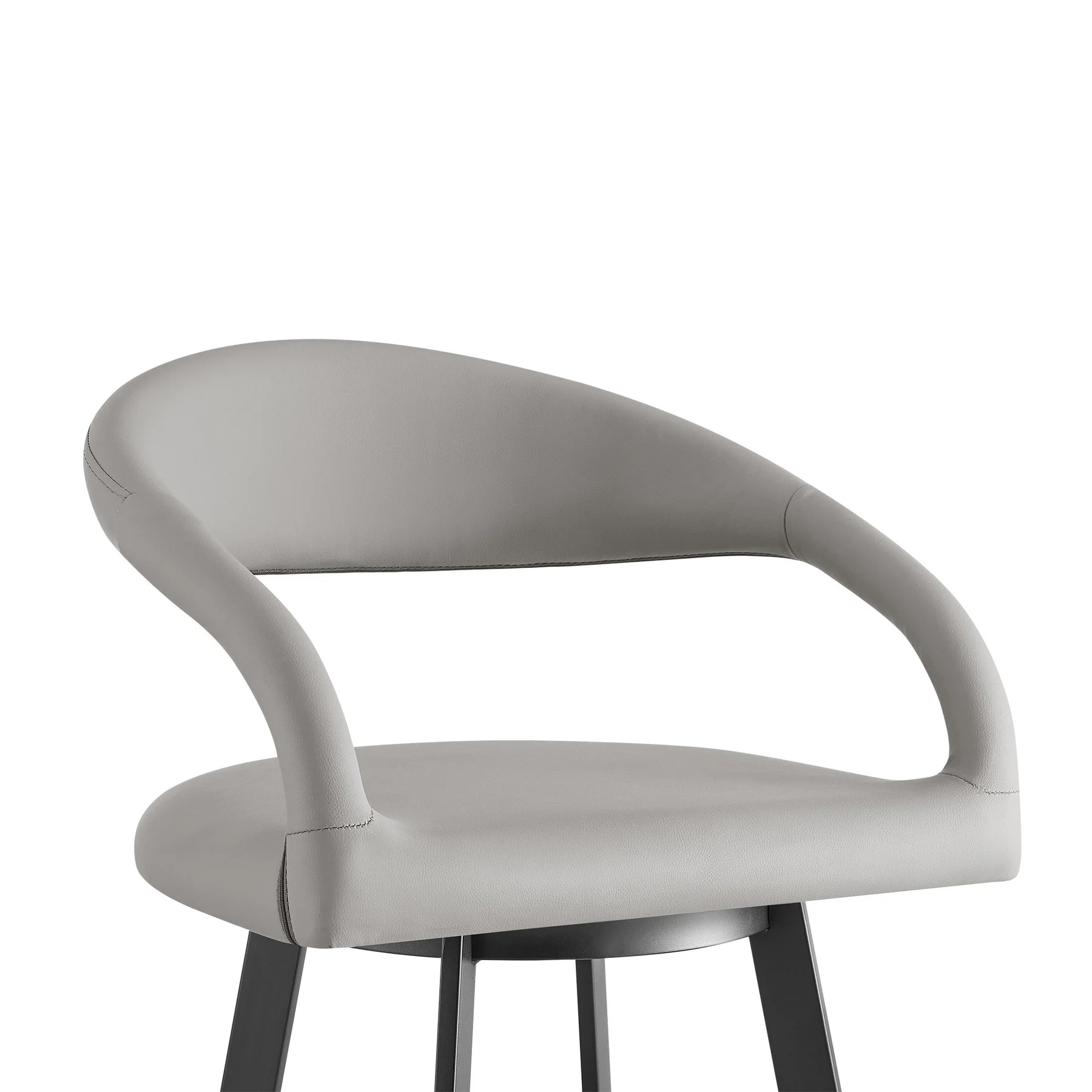 Ramona 30" Swivel Bar Stool with Matte Black Iron and Light Gray Faux Leather - Image 4