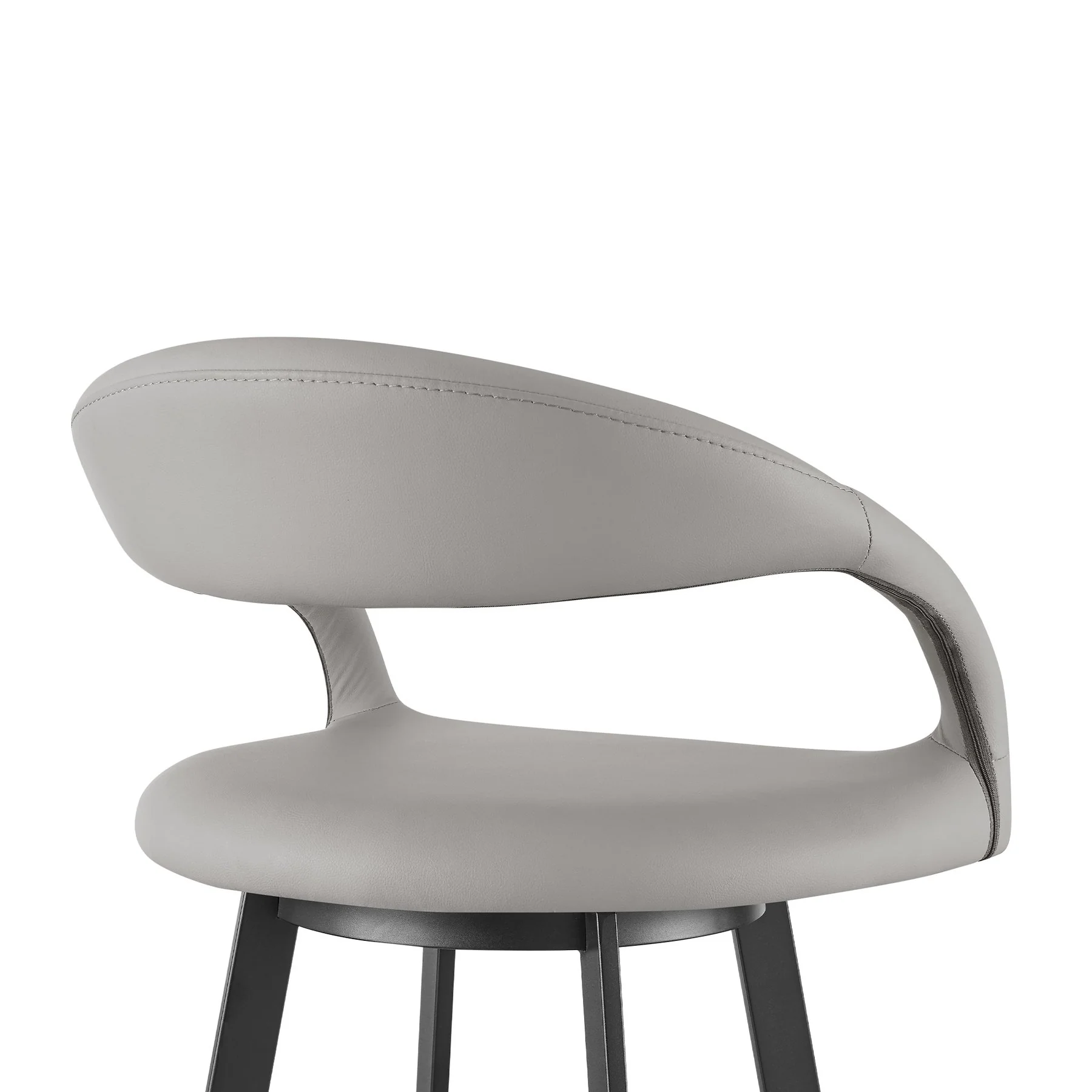 Ramona 30" Swivel Bar Stool with Matte Black Iron and Light Gray Faux Leather - Image 5
