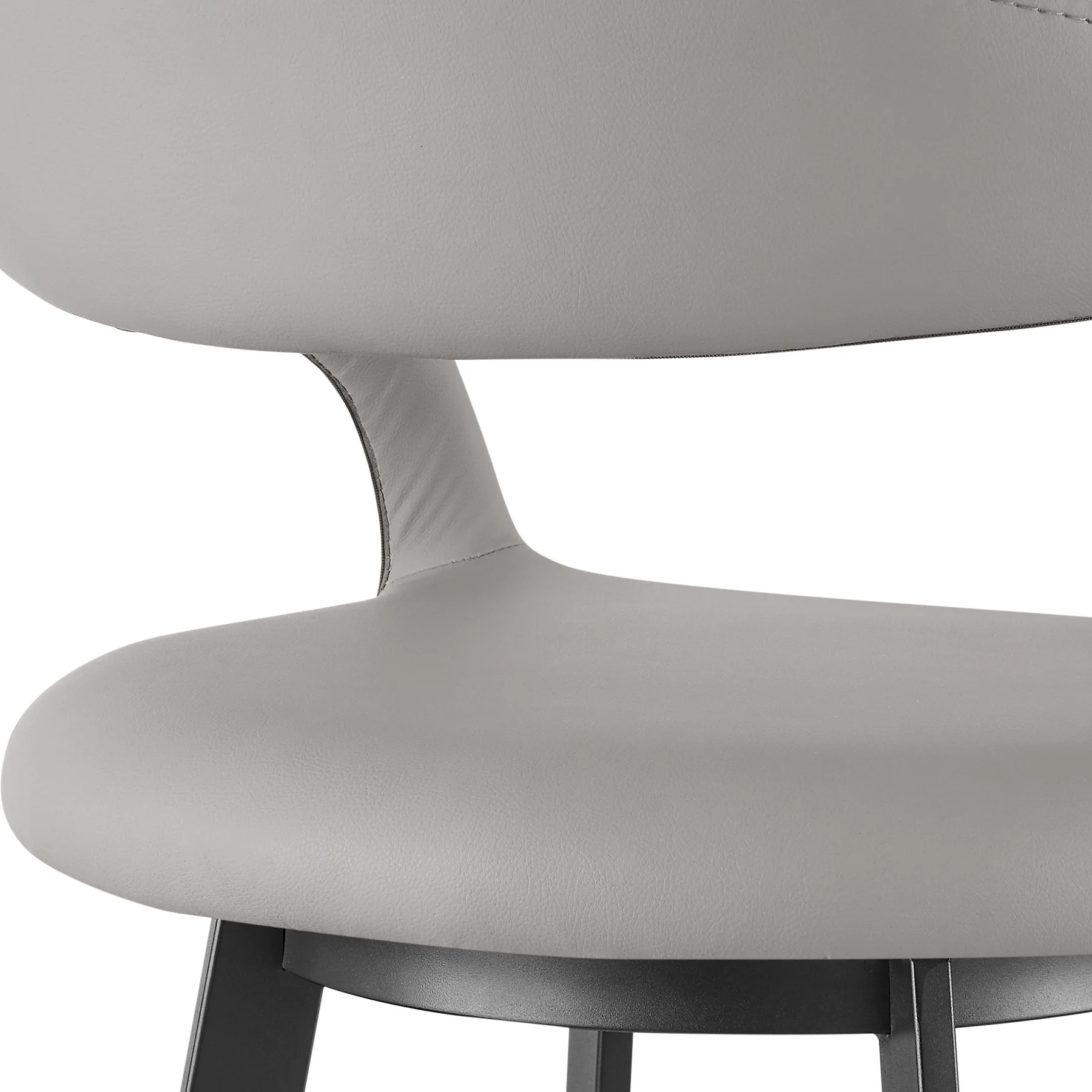 Ramona 30" Swivel Bar Stool with Matte Black Iron and Light Gray Faux Leather - Image 7