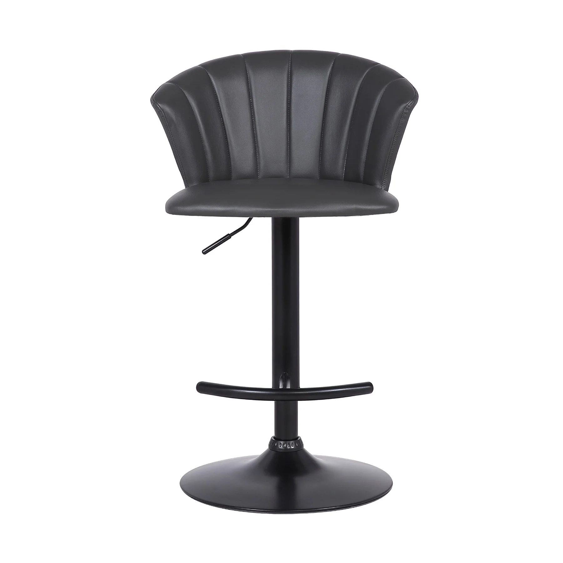 Raquel Adjustable Modern Gray Faux Leather Bar Stool - Image 2