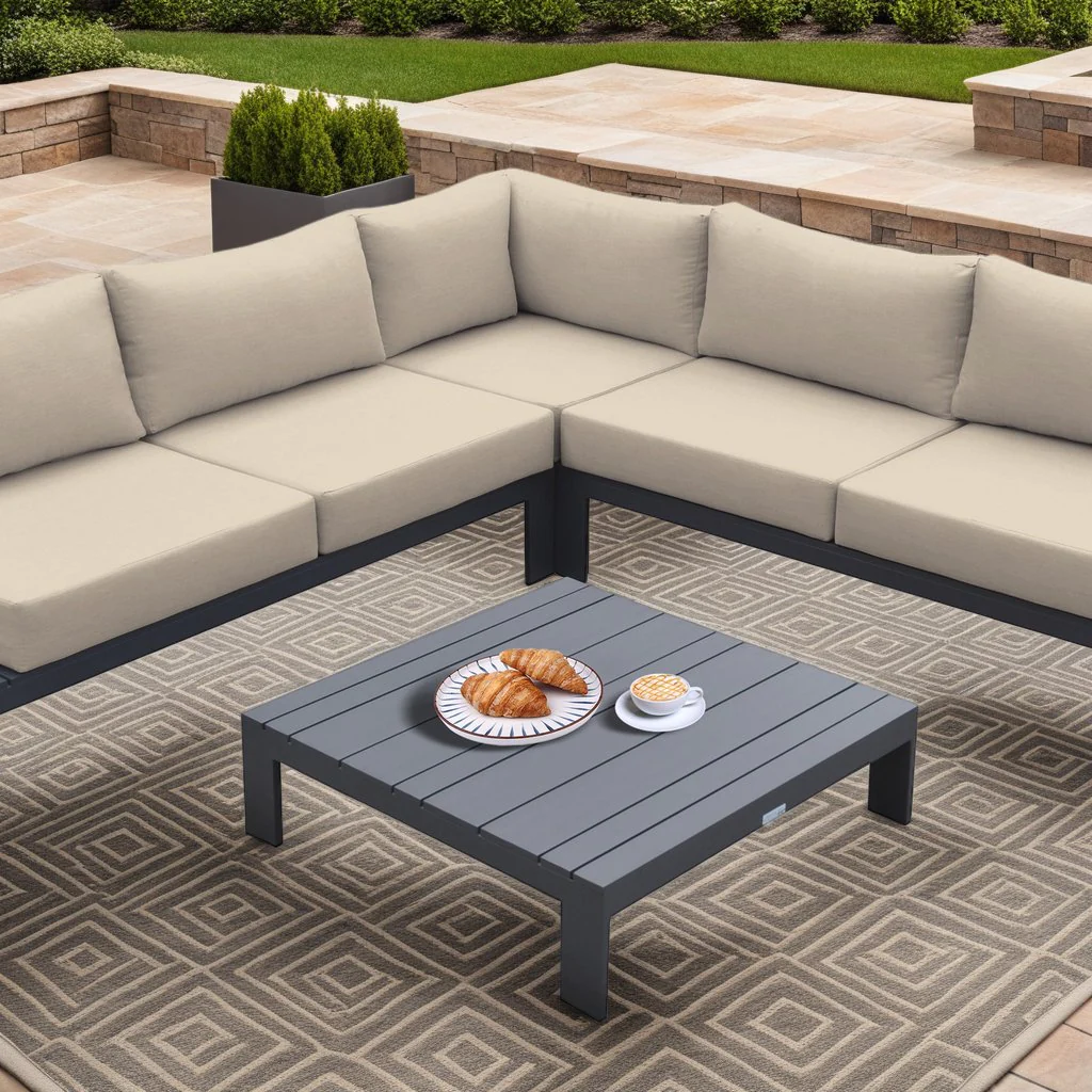Razor Aluminum Outdoor Coffee Table in Gray - Image 5