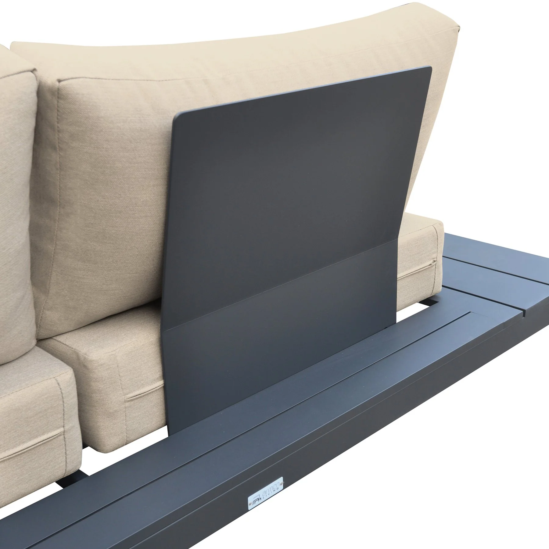 Razor Aluminum Outdoor Sectional Sofa in Taupe and Gray - Image 6