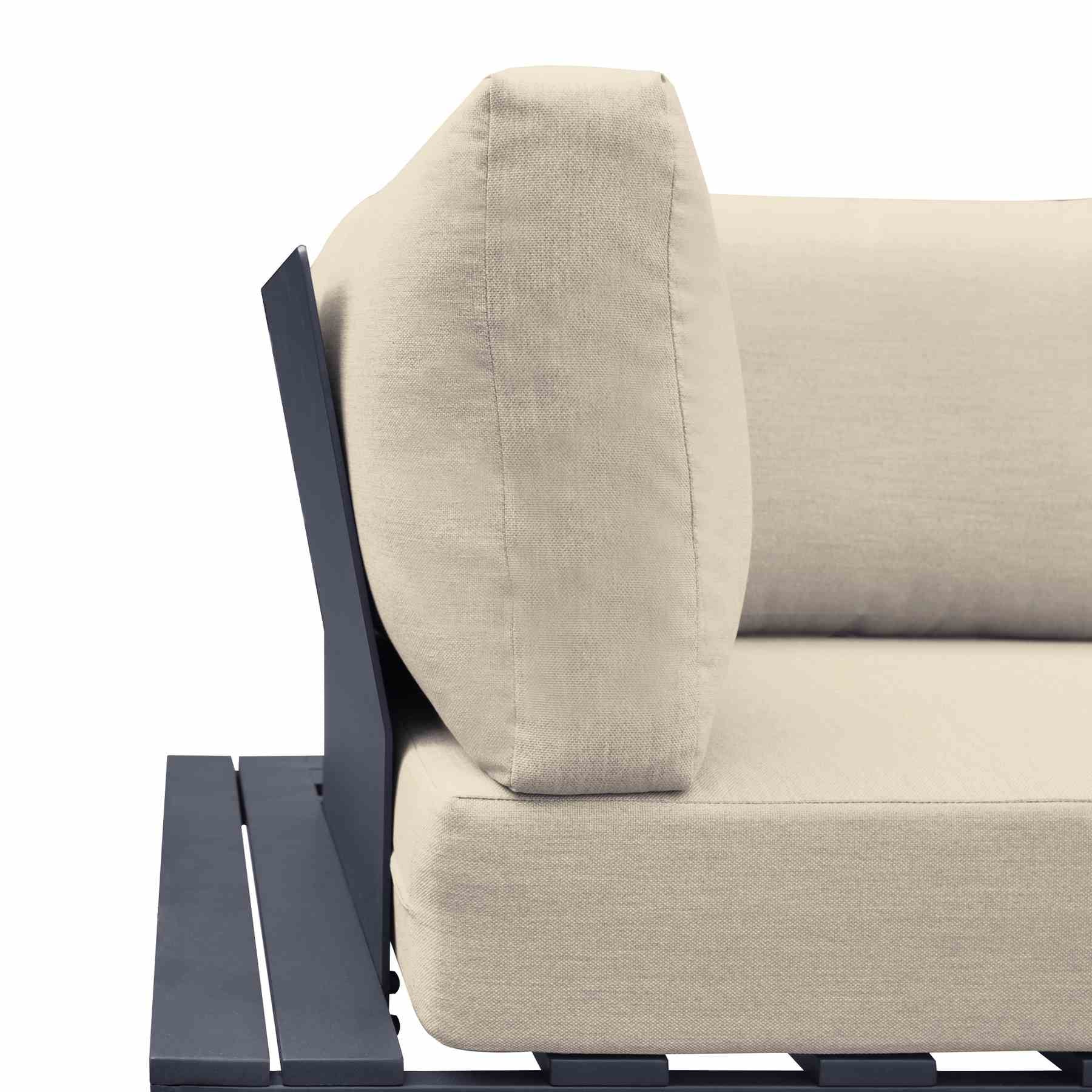 Razor Outdoor 4 piece Sectional set in Dark Gray Finish and Taupe Cushions - Image 6