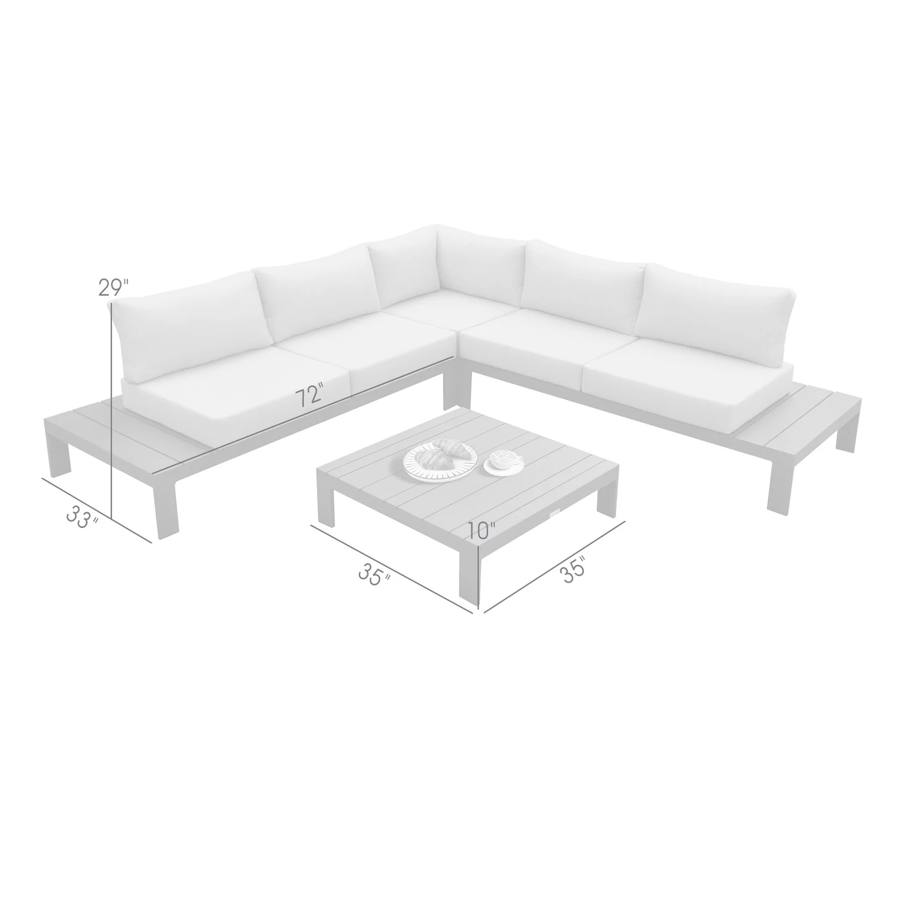 Razor Outdoor 4 piece Sectional set in Dark Gray Finish and Taupe Cushions - Image 9