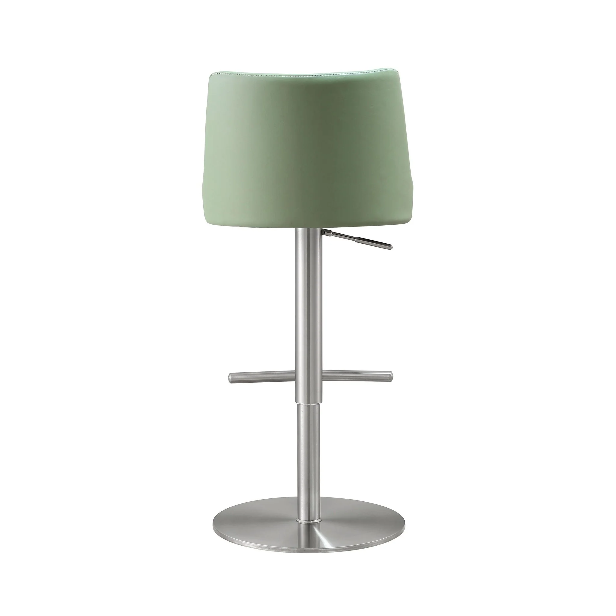 Reagan Sea Foam Green Performance Vegan Leather and Silver Adjustable Stool - Image 4