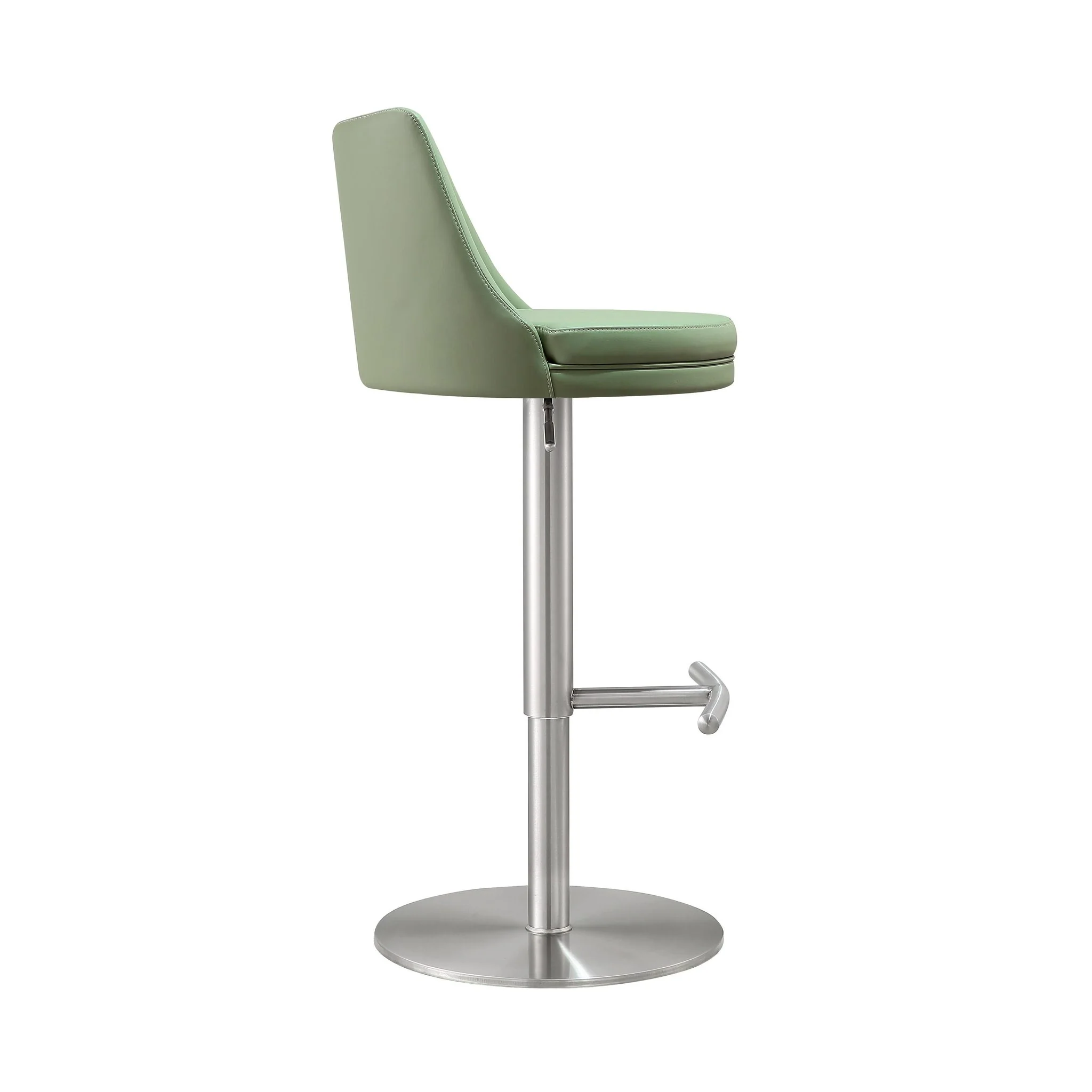 Reagan Sea Foam Green Performance Vegan Leather and Silver Adjustable Stool - Image 5