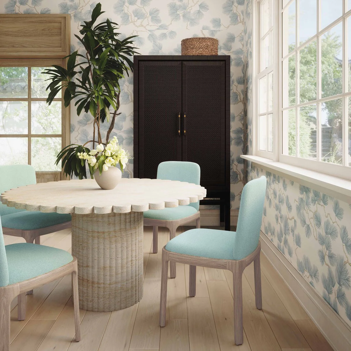 Rebecca Light Blue Performance Velvet Dining Chair - Image 2