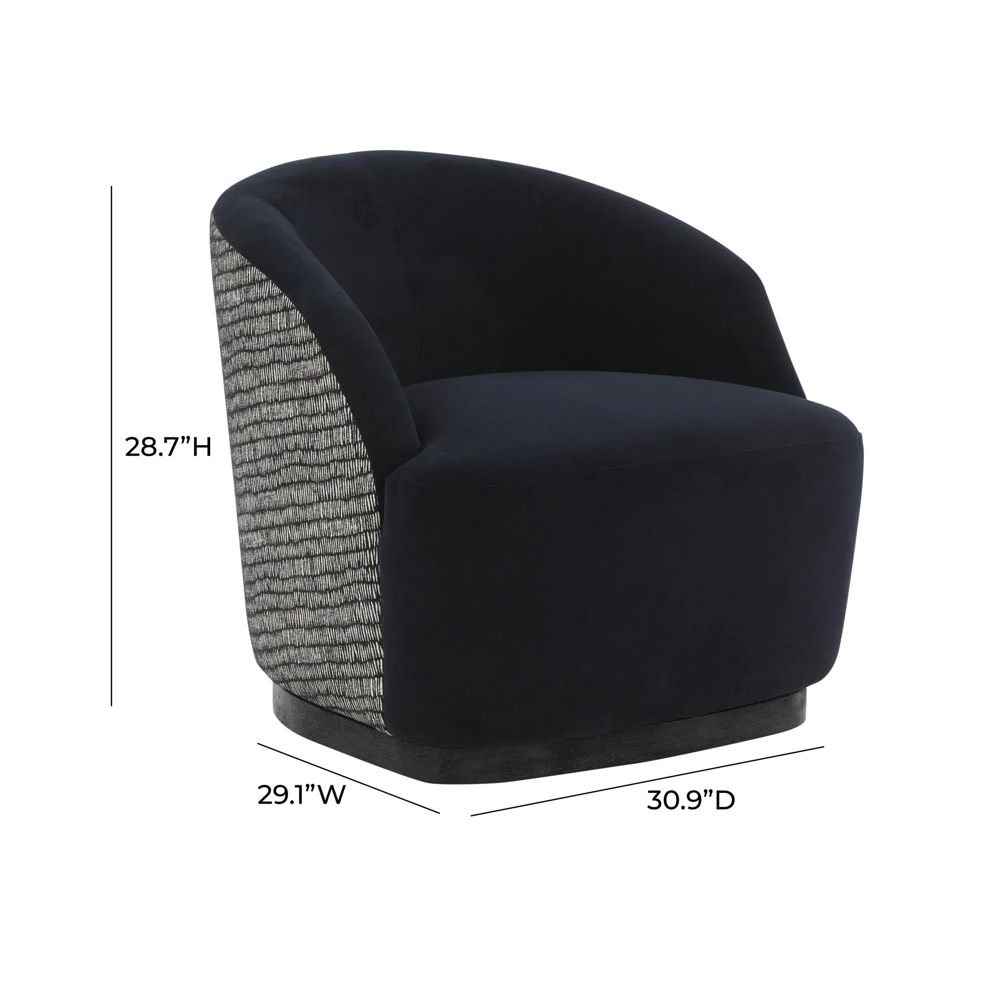 Reese Black Velvet Swivel Chair - Image 7