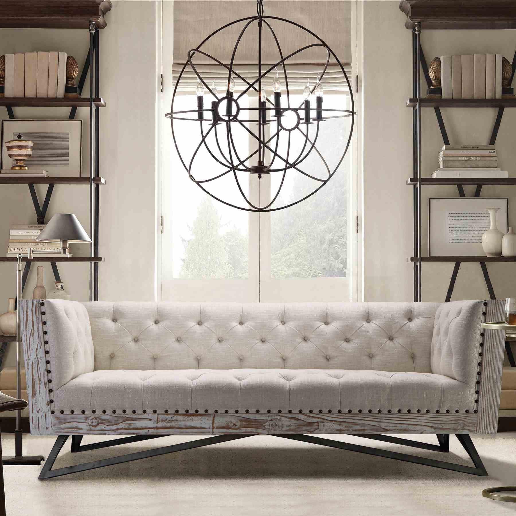 Regis Cream Sofa With Pine Frame And Gunmetal Legs - Image 4