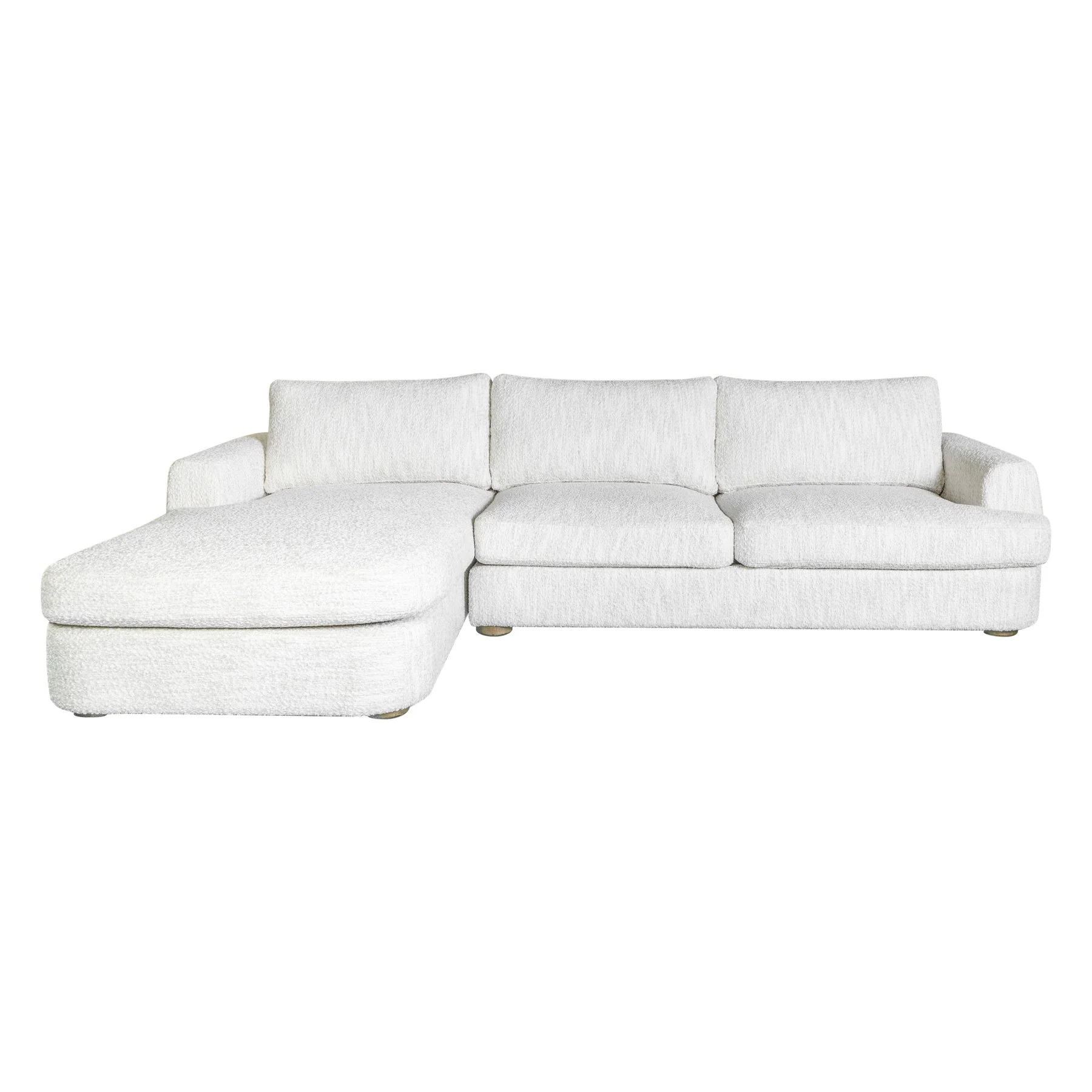 Reid 123 in. Left Arm Facing Rectangular Sectional Sofa in Snow Fleck Fabric with Round Arms - Image 2