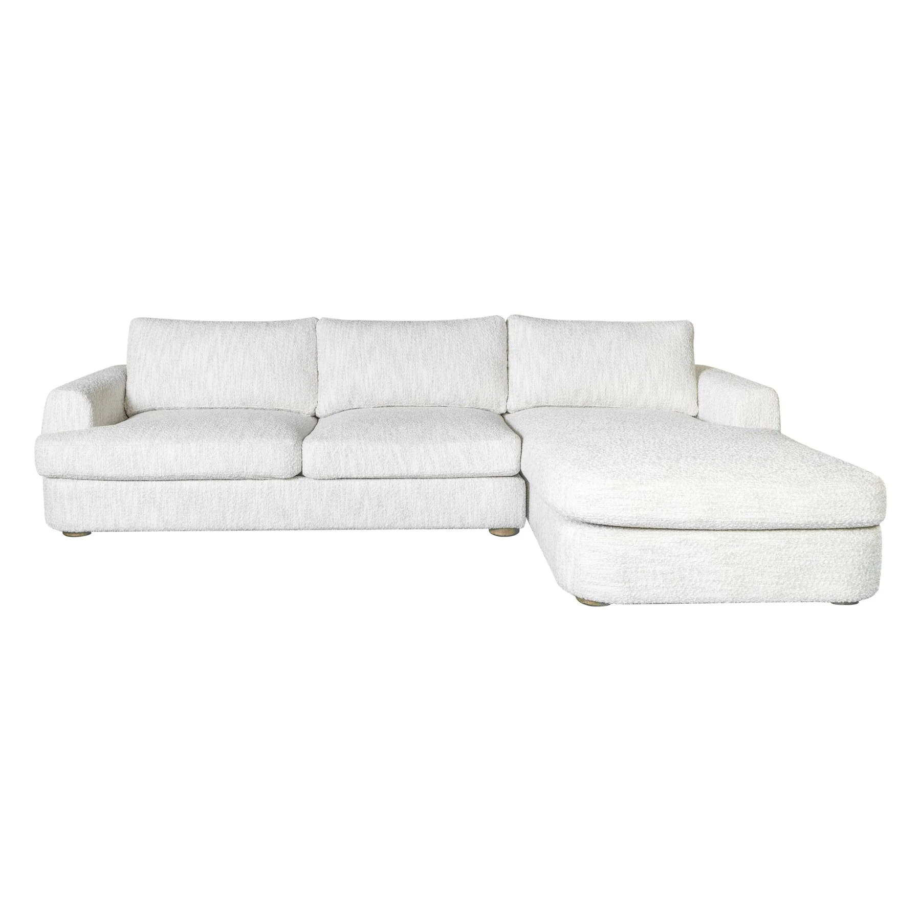 Reid 123 in. Right Arm Facing  Rectangular Sectional Sofa in Snow Fleck Fabric with Round Arms - Image 2
