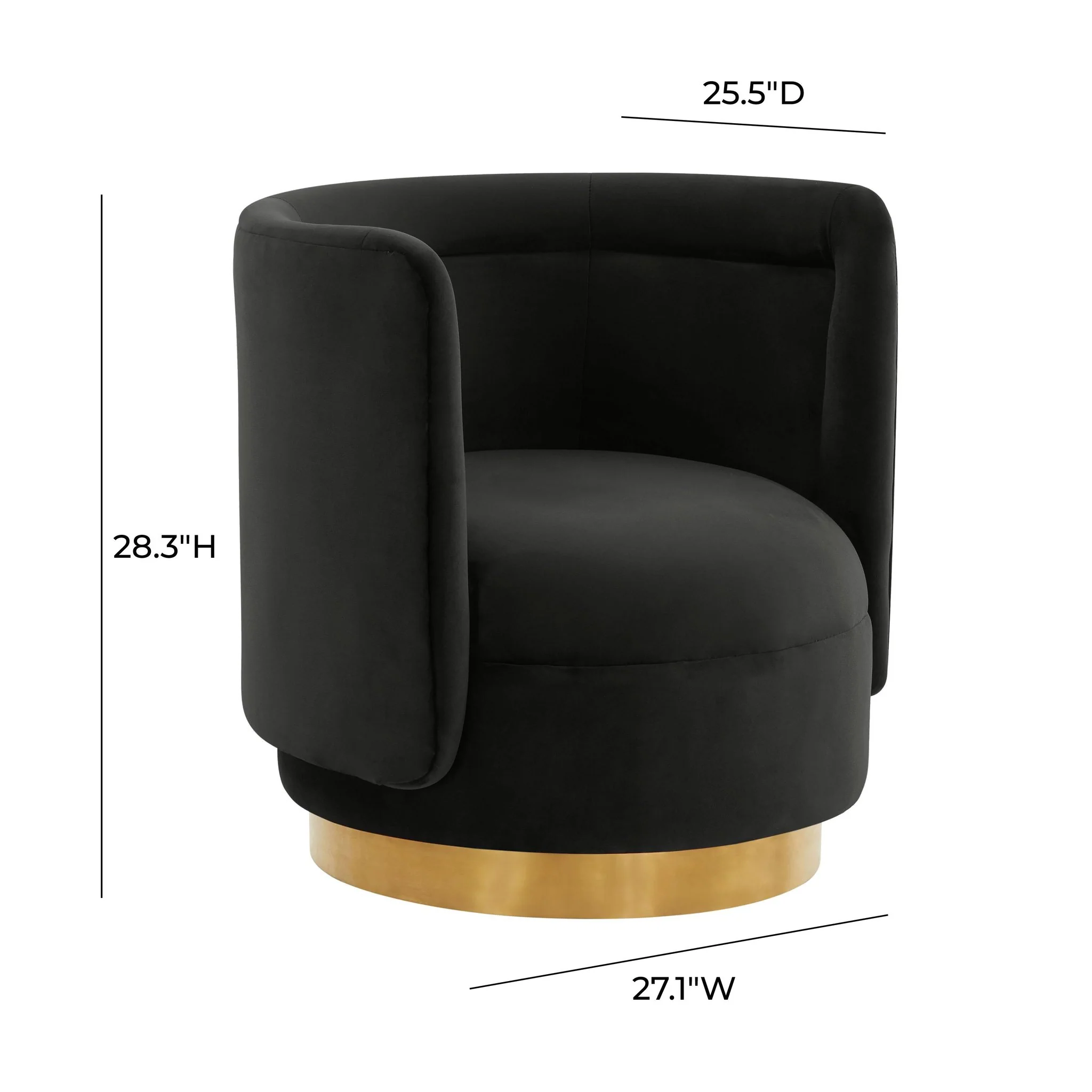 Remy Black Velvet Swivel Chair - Image 7