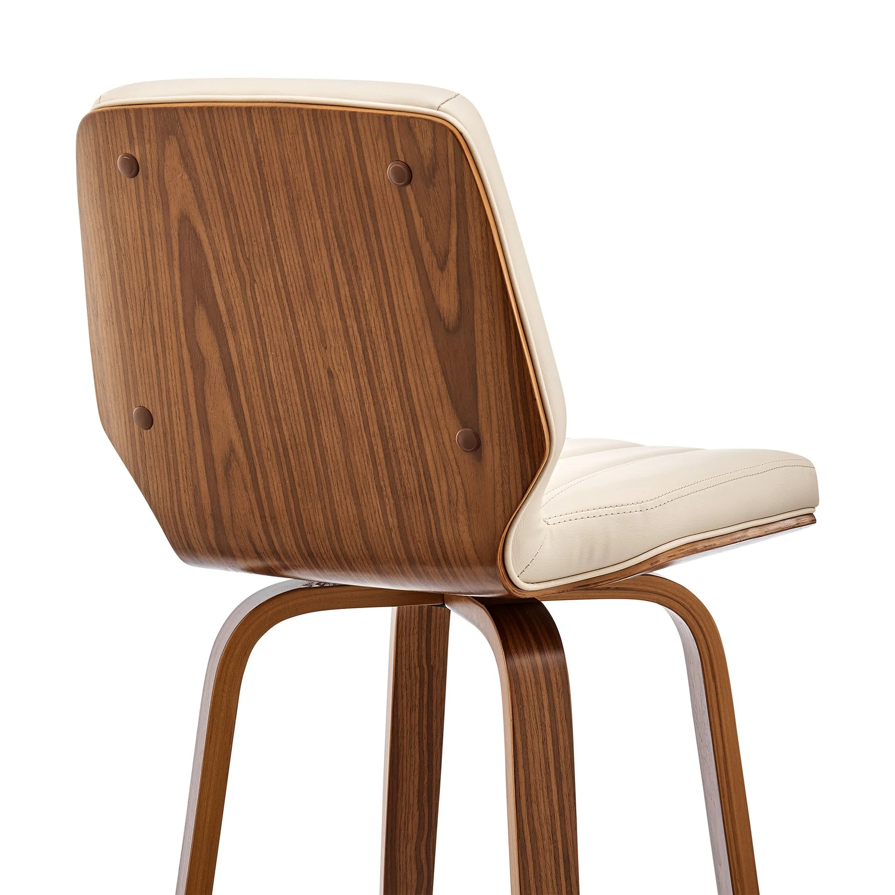Renee 26" Swivel Cream Faux Leather and Walnut Wood Bar Stool - Image 7