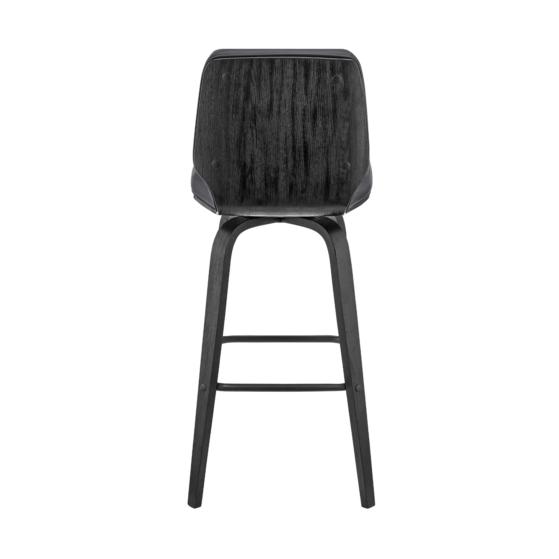 Renee 26" Swivel Gray Faux Leather and Black Wood Bar Stool - Image 5