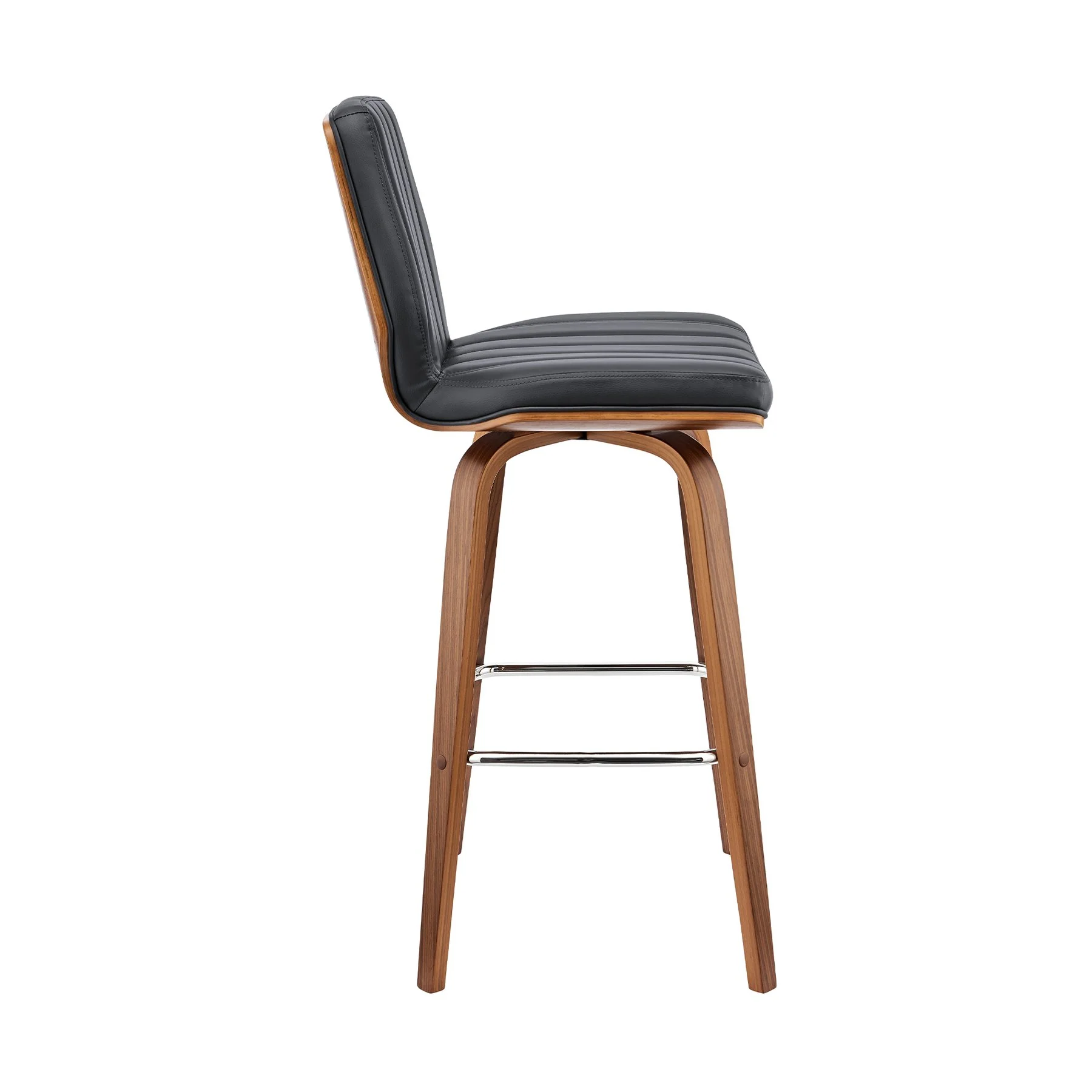 Renee 26" Swivel Gray Faux Leather and Walnut Wood Bar Stool - Image 3