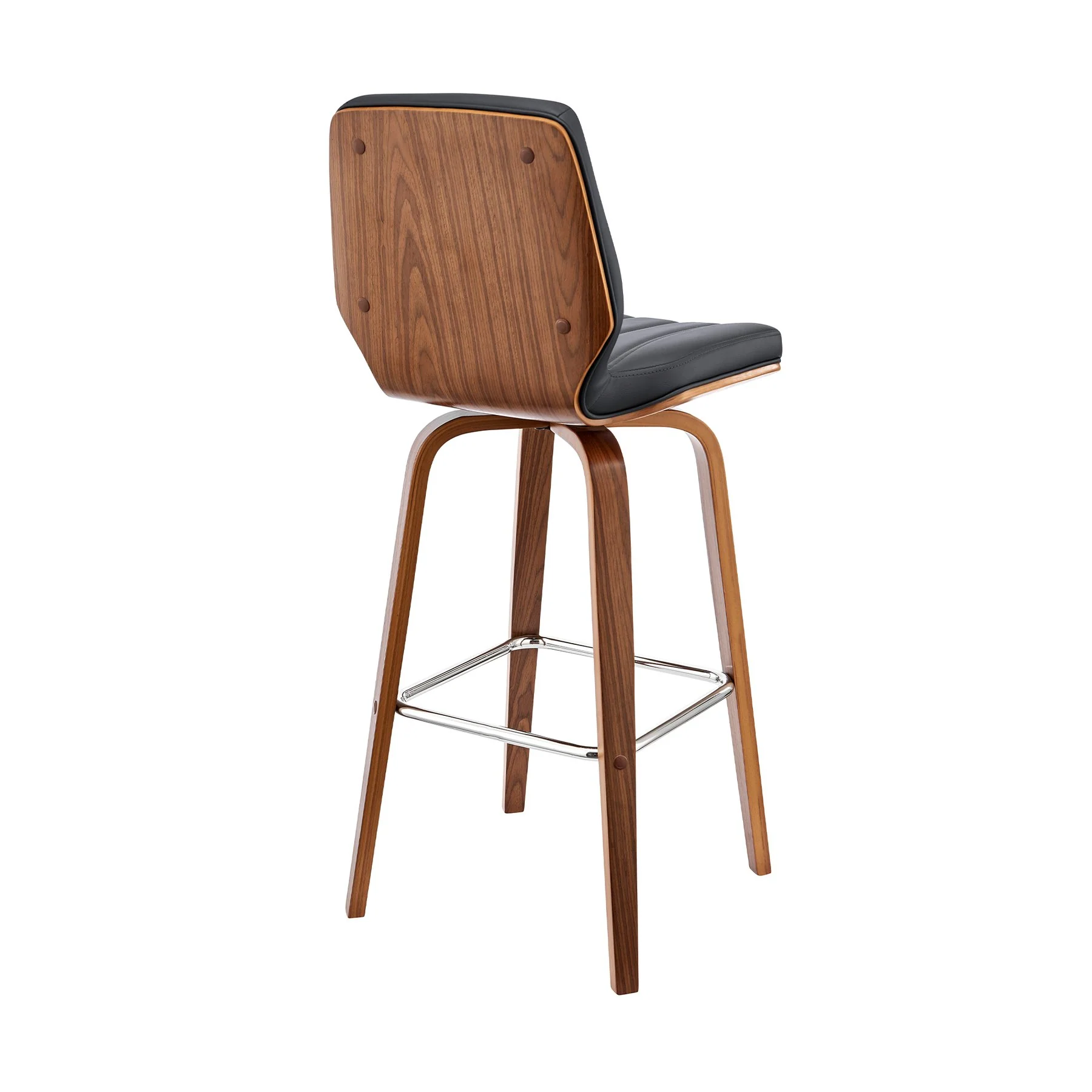 Renee 26" Swivel Gray Faux Leather and Walnut Wood Bar Stool - Image 4