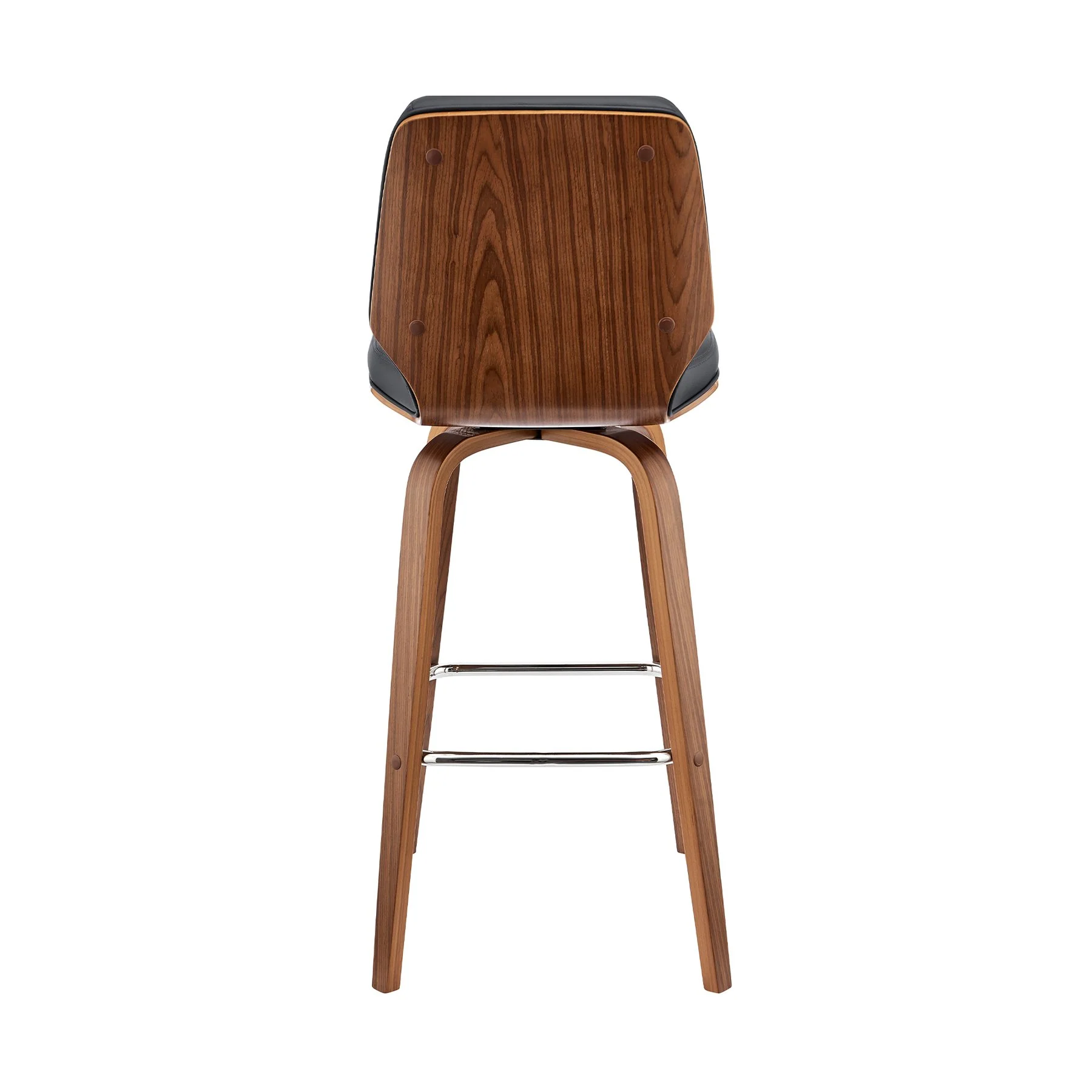 Renee 26" Swivel Gray Faux Leather and Walnut Wood Bar Stool - Image 5