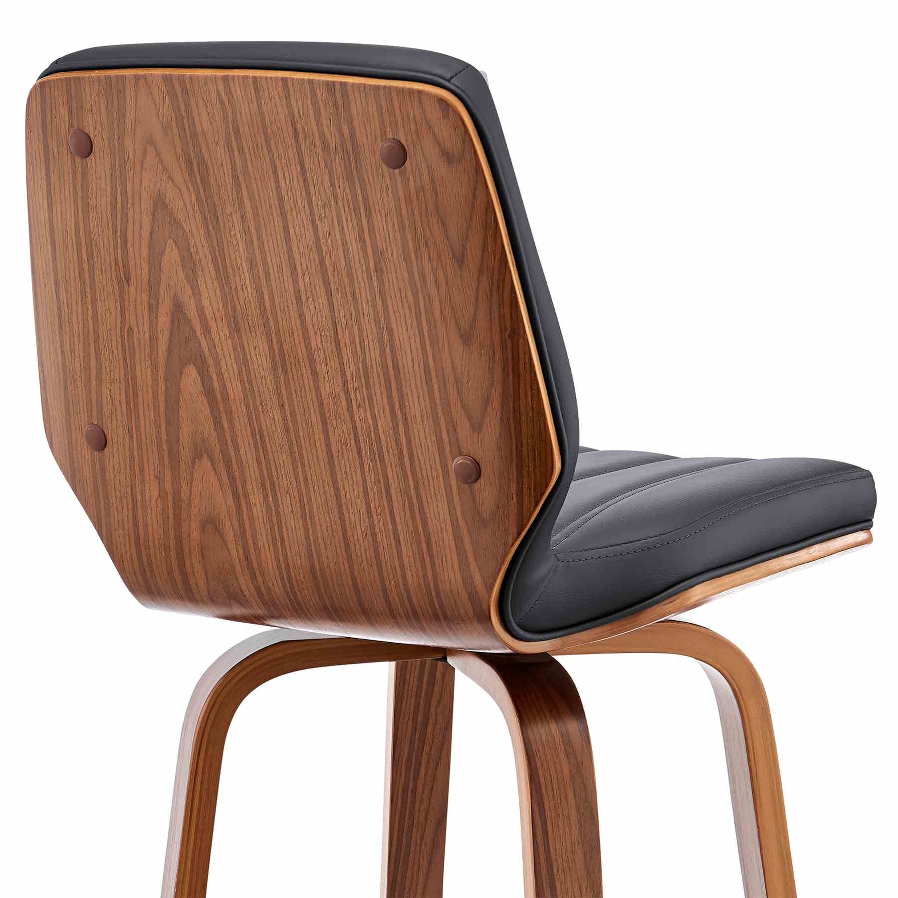 Renee 26" Swivel Gray Faux Leather and Walnut Wood Bar Stool - Image 7
