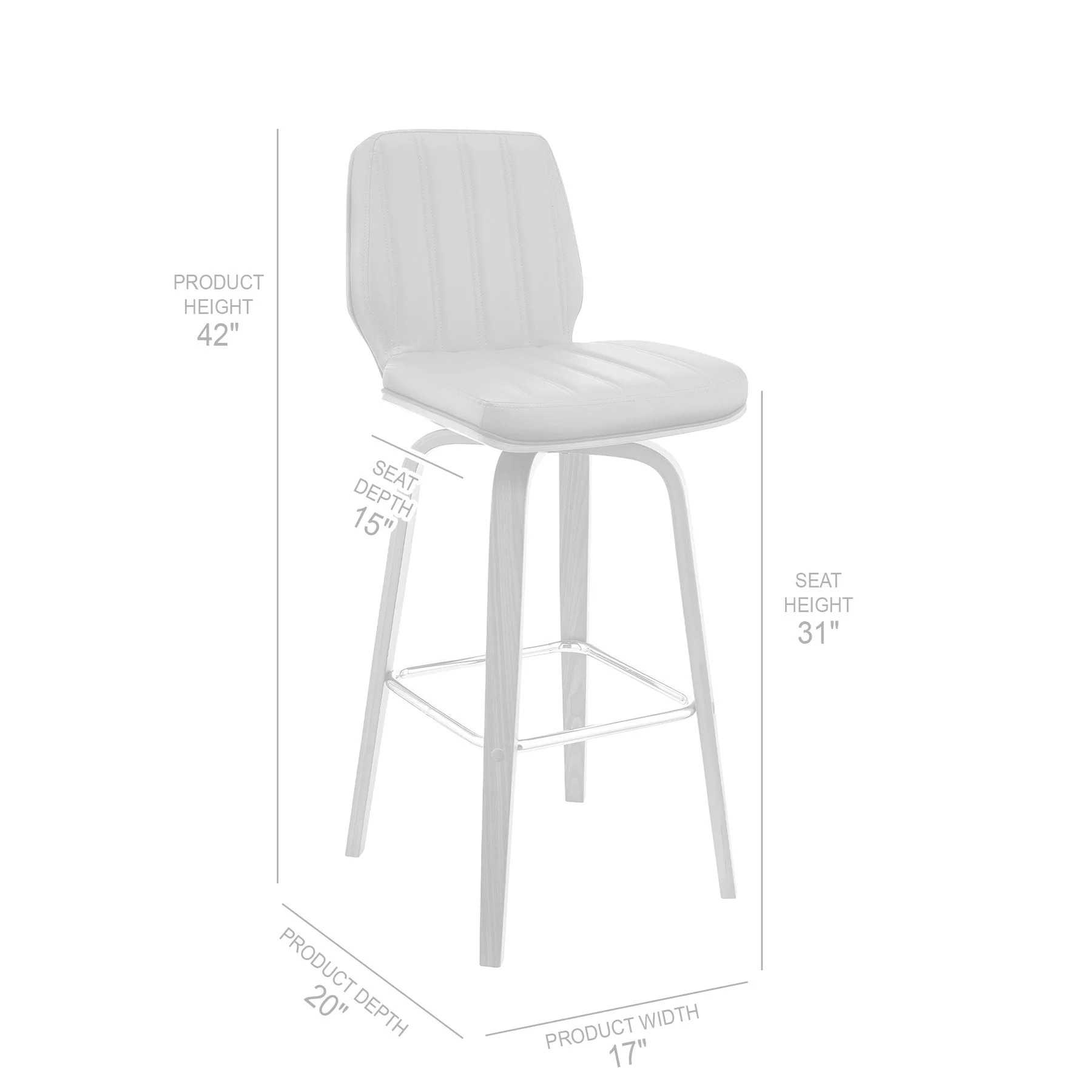 Renee 30" Swivel Cream Faux Leather and Walnut Wood Bar Stool - Image 9