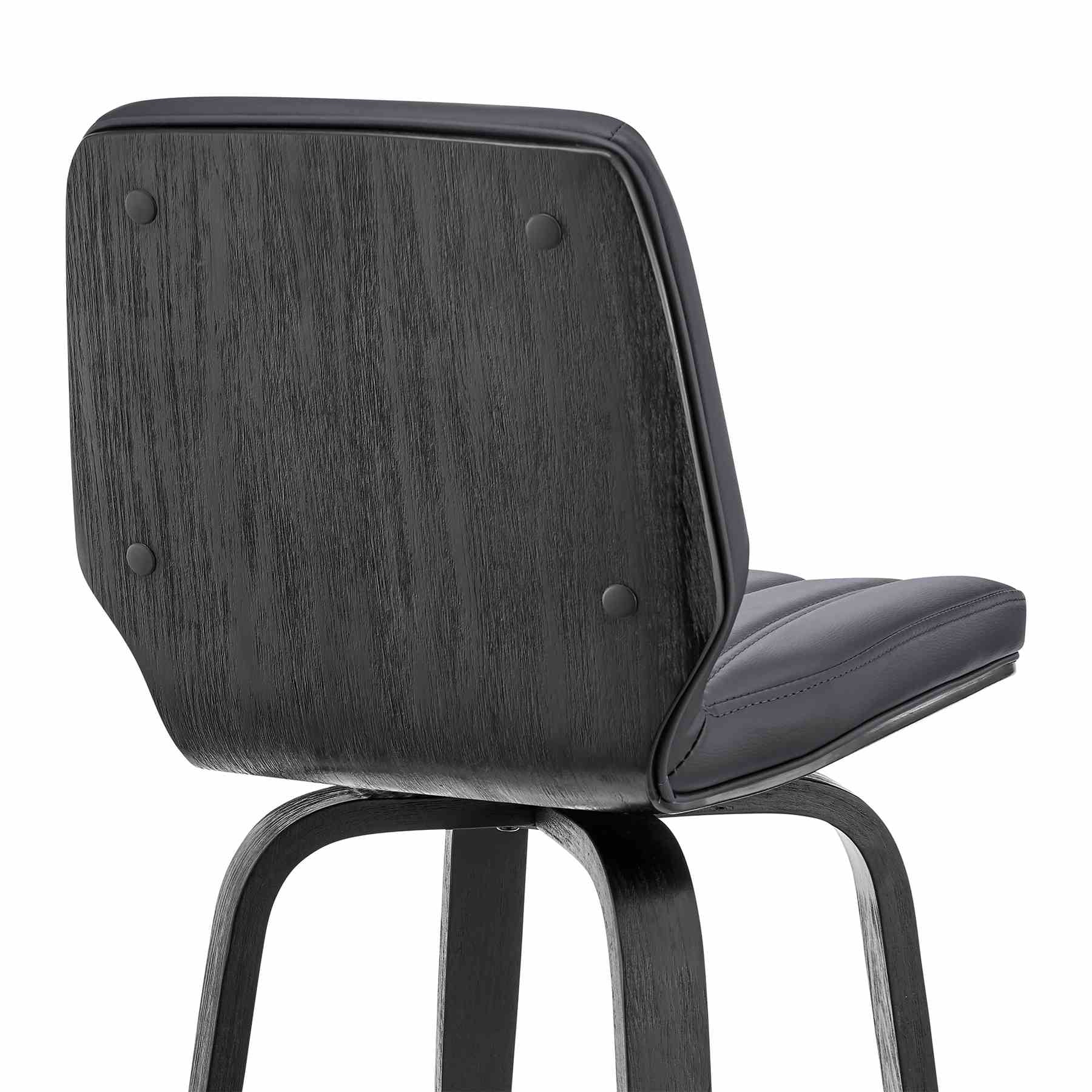 Renee 30" Swivel Gray Faux Leather and Black Wood Bar Stool - Image 7