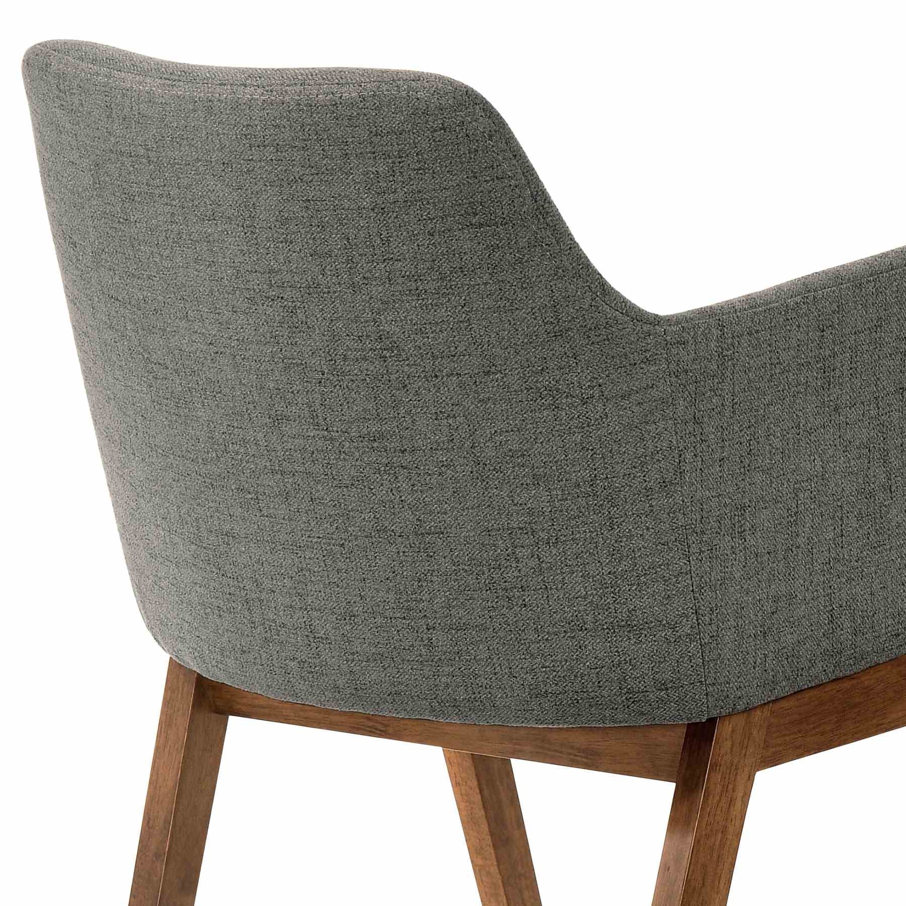Renzo Charcoal Fabric and Walnut Wood Dining Side Chairs - Set of 2 - Image 6